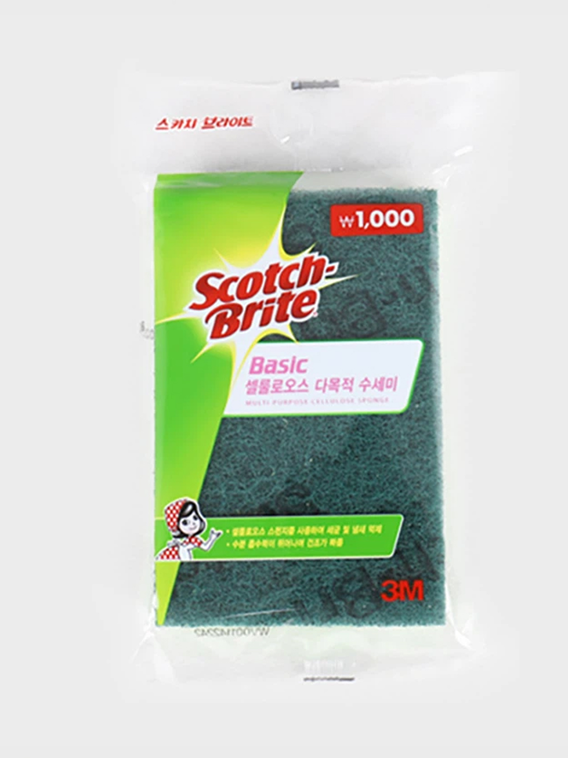 3M 스카치브라이트 베이직 셀룰로오스 다목적 수세미 1개입