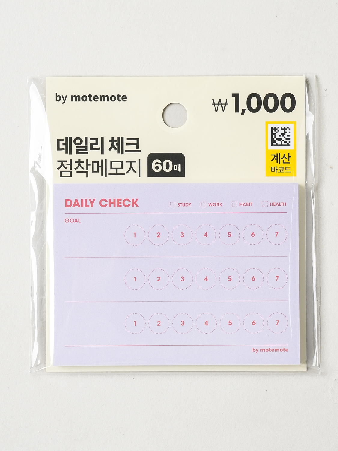 모트모트 데일리 체크 점착 메모지 60매입
