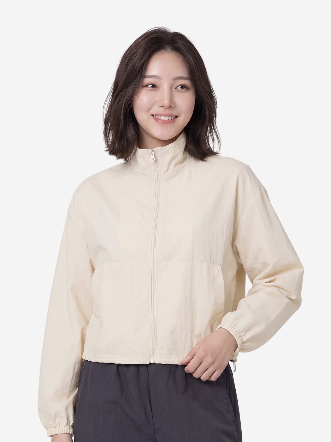 나일론 크롭 바람막이 S/L 옐로우
