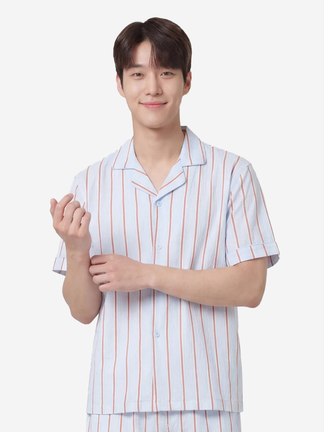 패턴 파이핑 반팔 파자마 L 스카이블루