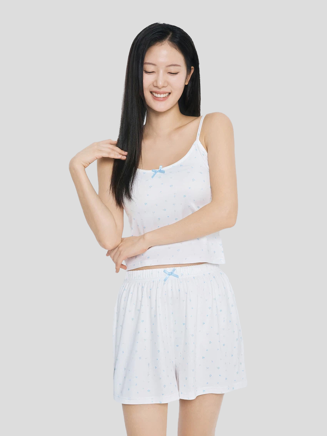 [여성] 패턴 반바지 파자마 M 화이트