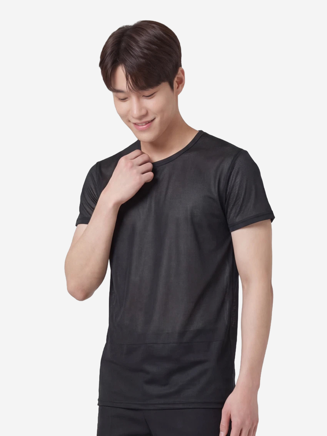 이지쿨 메시 U넥 반팔 티셔츠 95/100/105/110 블랙