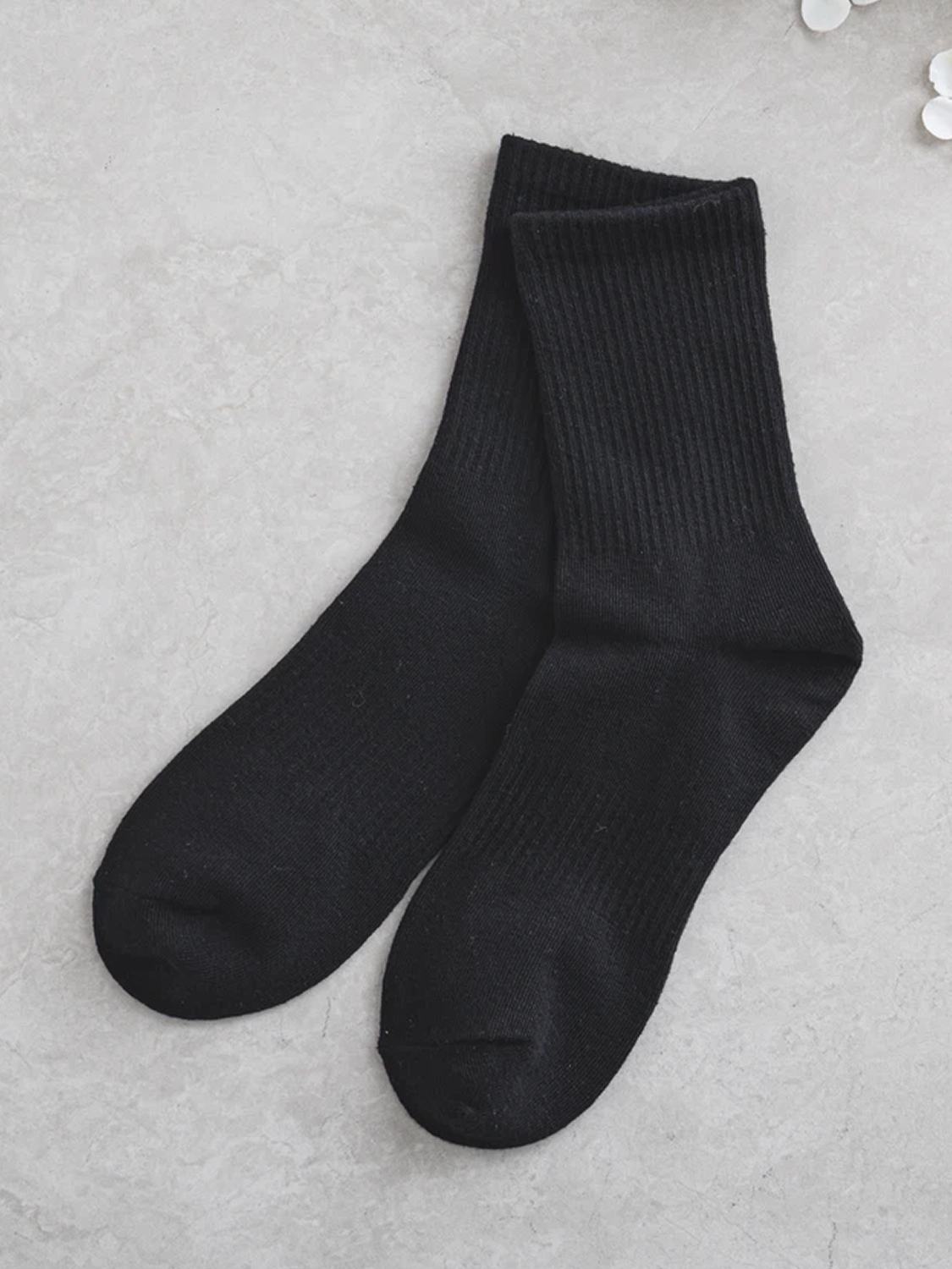 몬풋 여성 골지 중목 양말 블랙