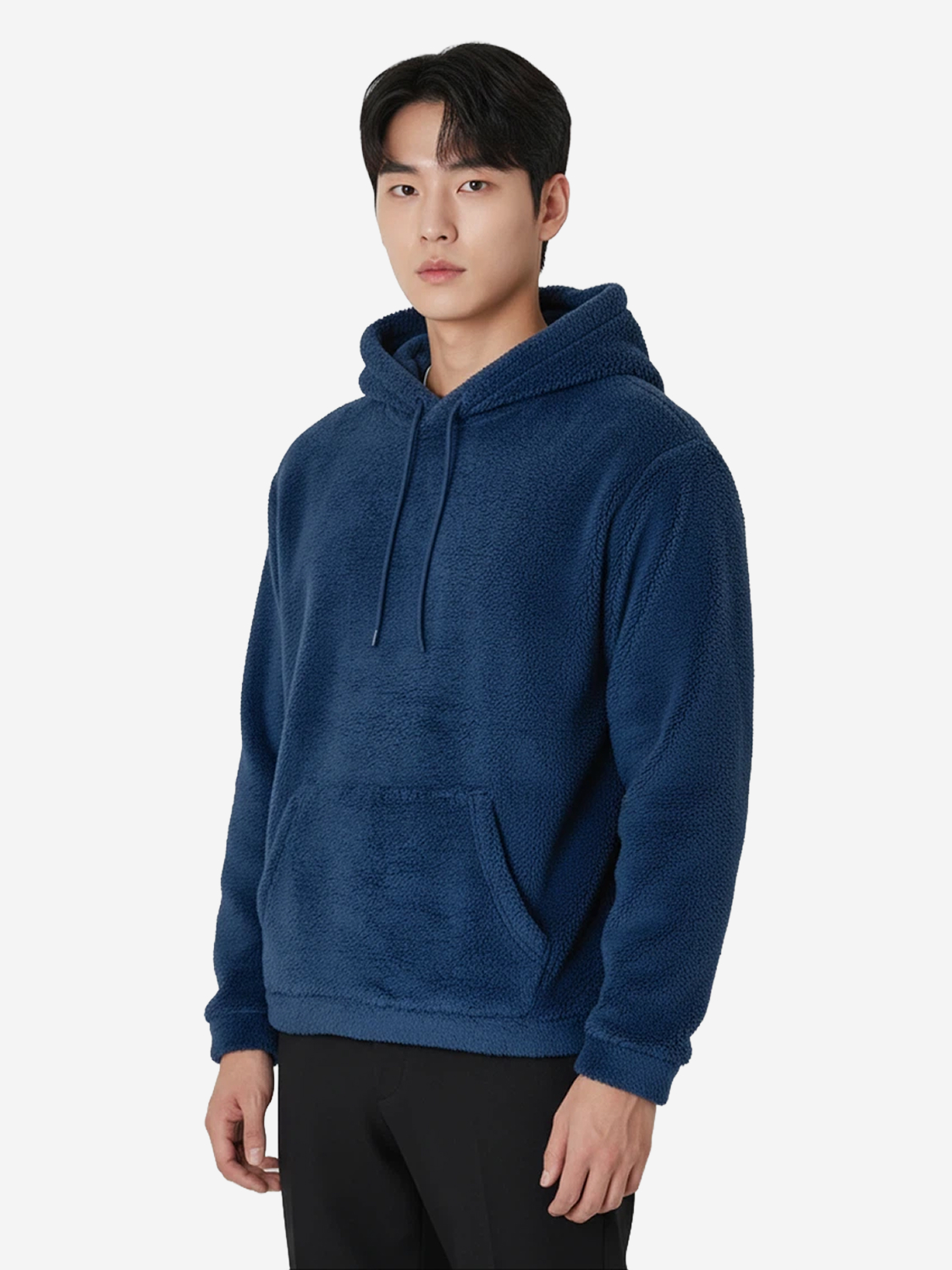 플러피 긴팔 플리스 후드 XL 네이비