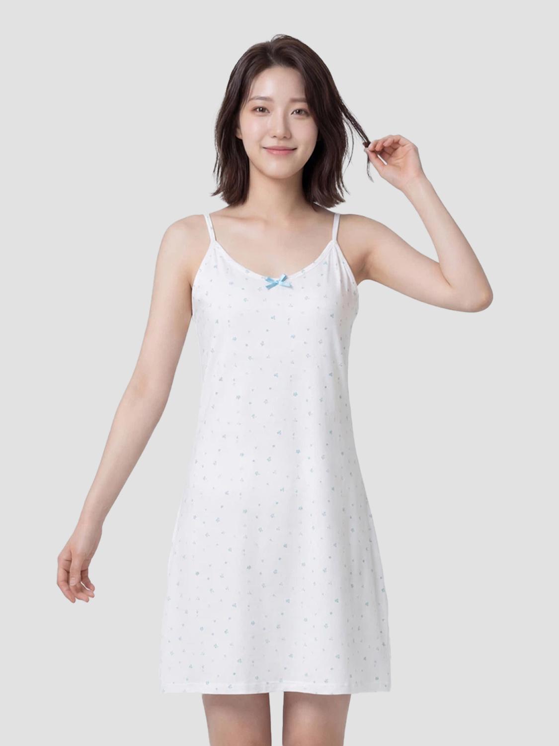 [여성] 패턴 원피스 파자마 M 화이트