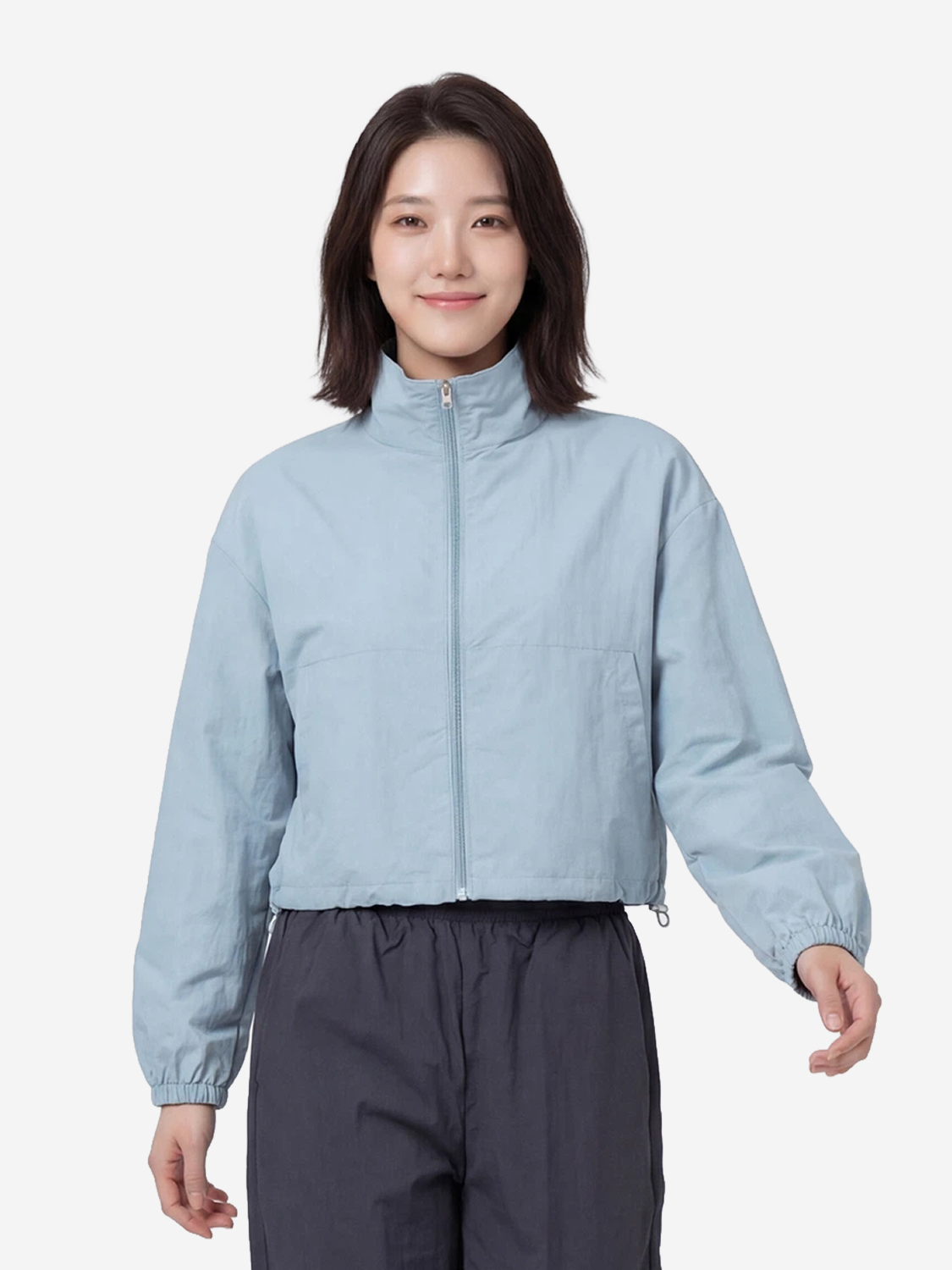나일론 크롭 바람막이 M 블루