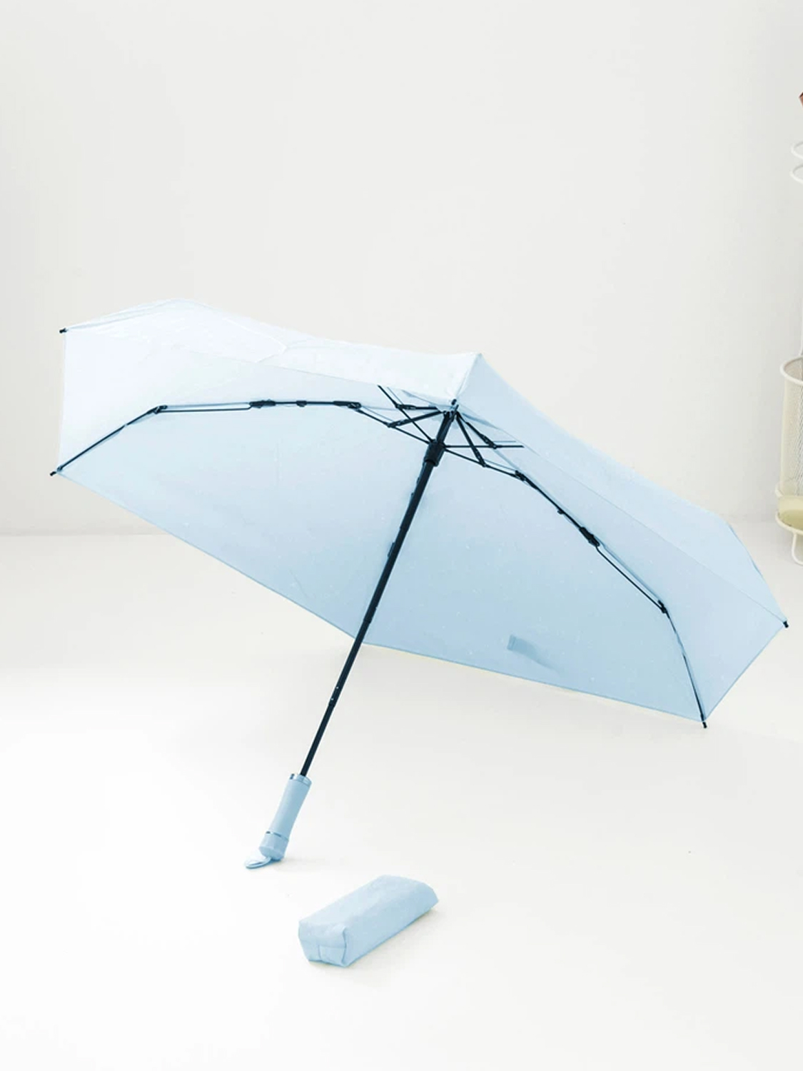 [UV 최대 89% 차단] 숨김 손잡이 암막 수동 우양산 6K 50 cm 블루