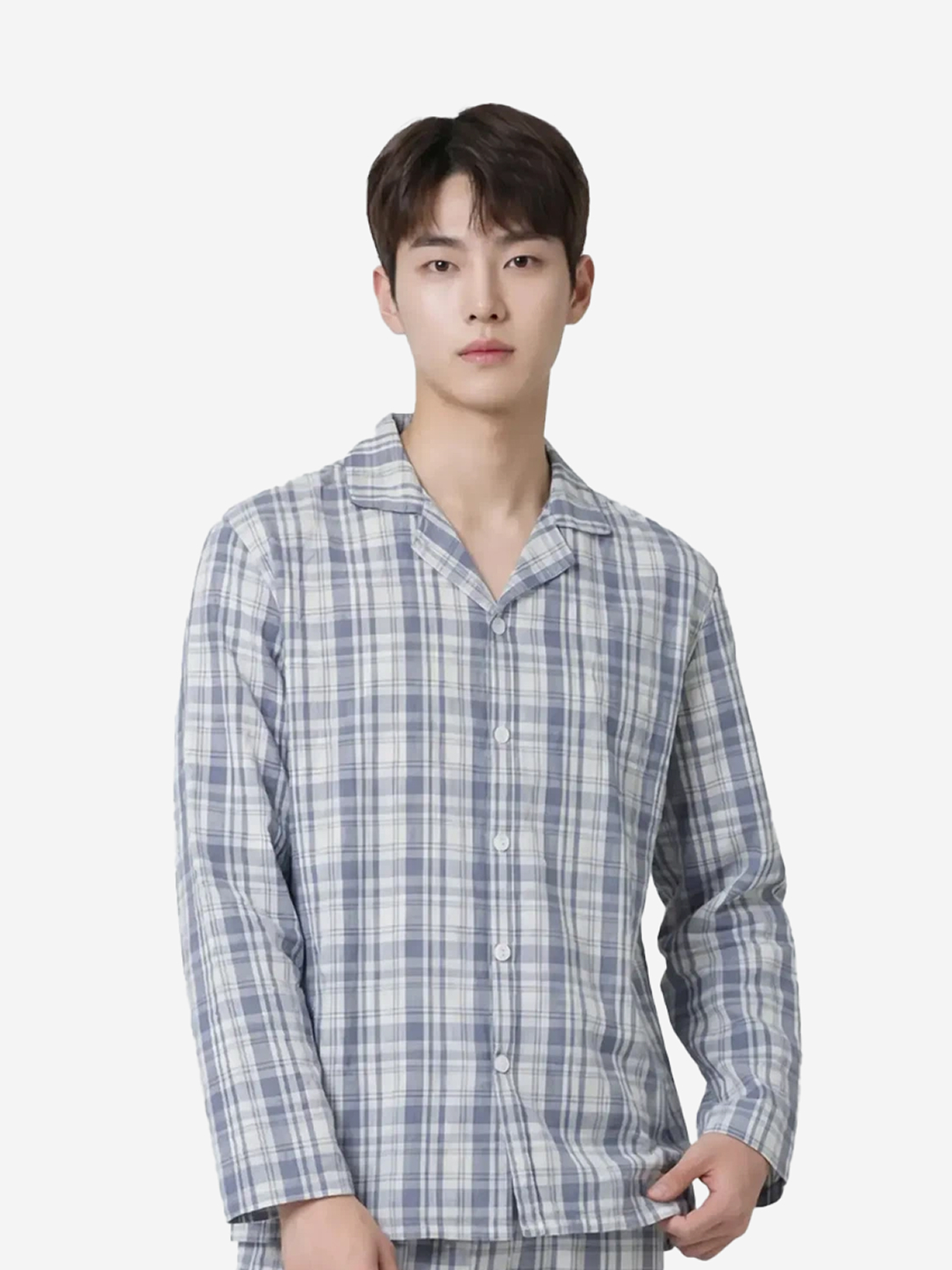 면 혼방 파자마 상의 XL 블루