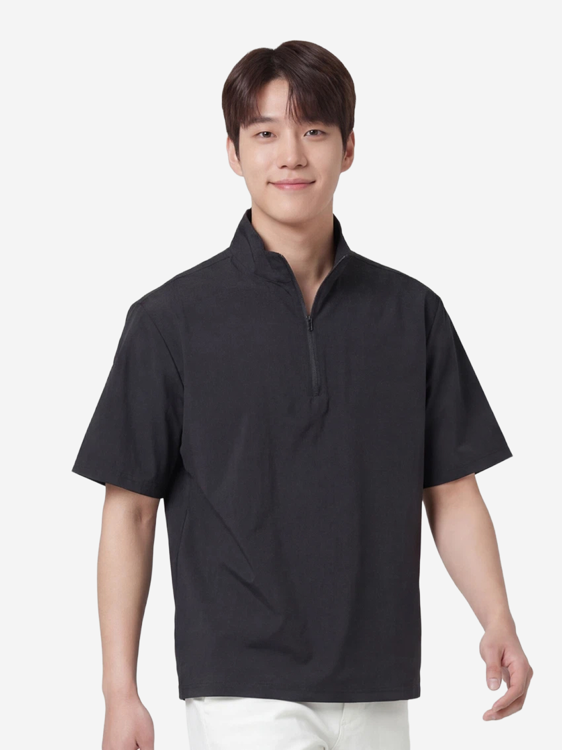나일론 스판 반집업티 M/L/XL 블랙
