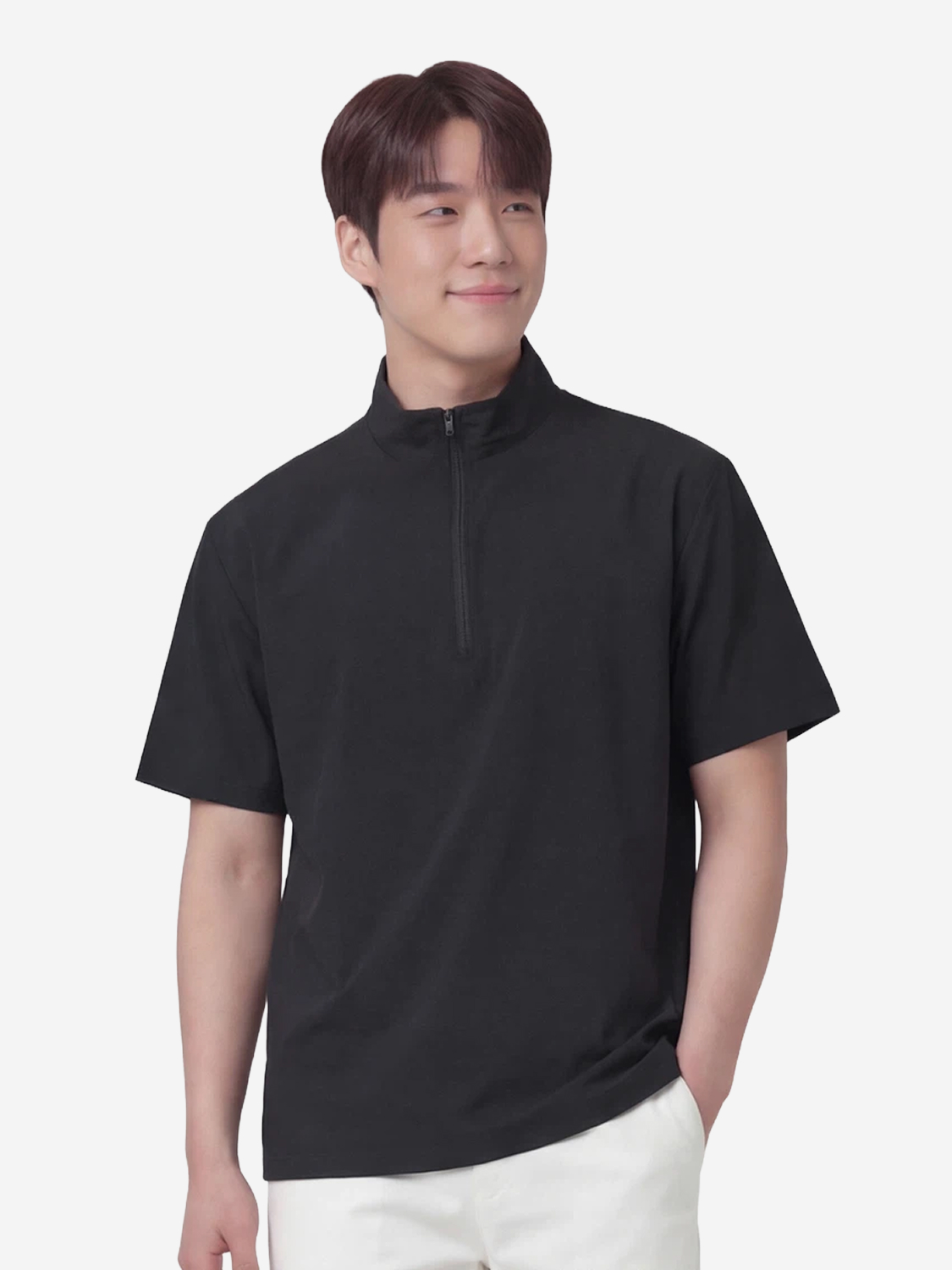 Легкая футболка на молнии 1/2 M/L/XL черная