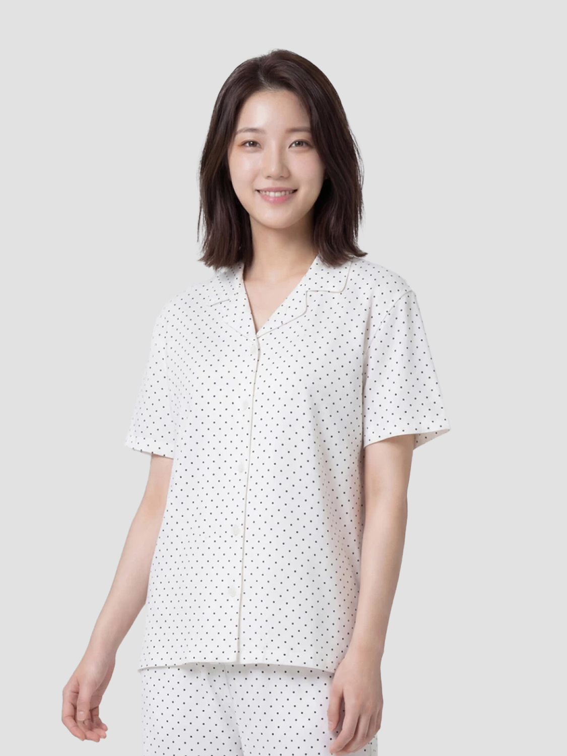 [공용] 패턴 반팔 파자마 M 화이트