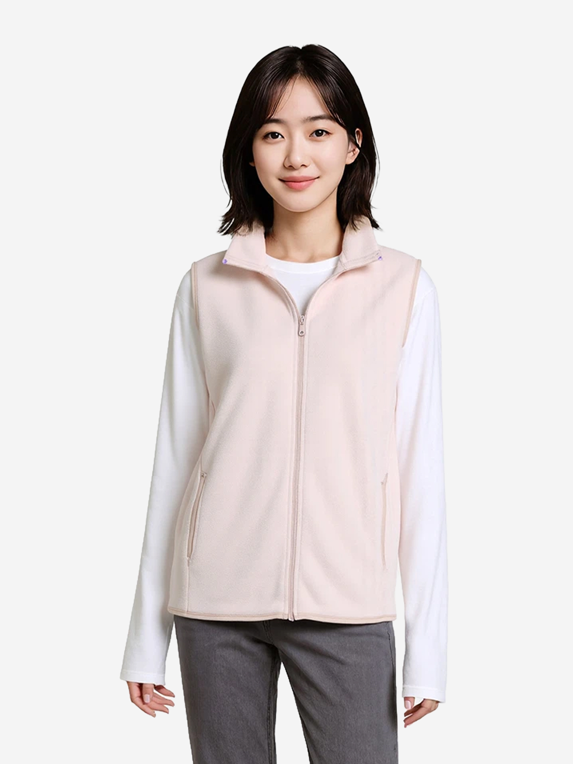 조끼 플리스 S 아이보리