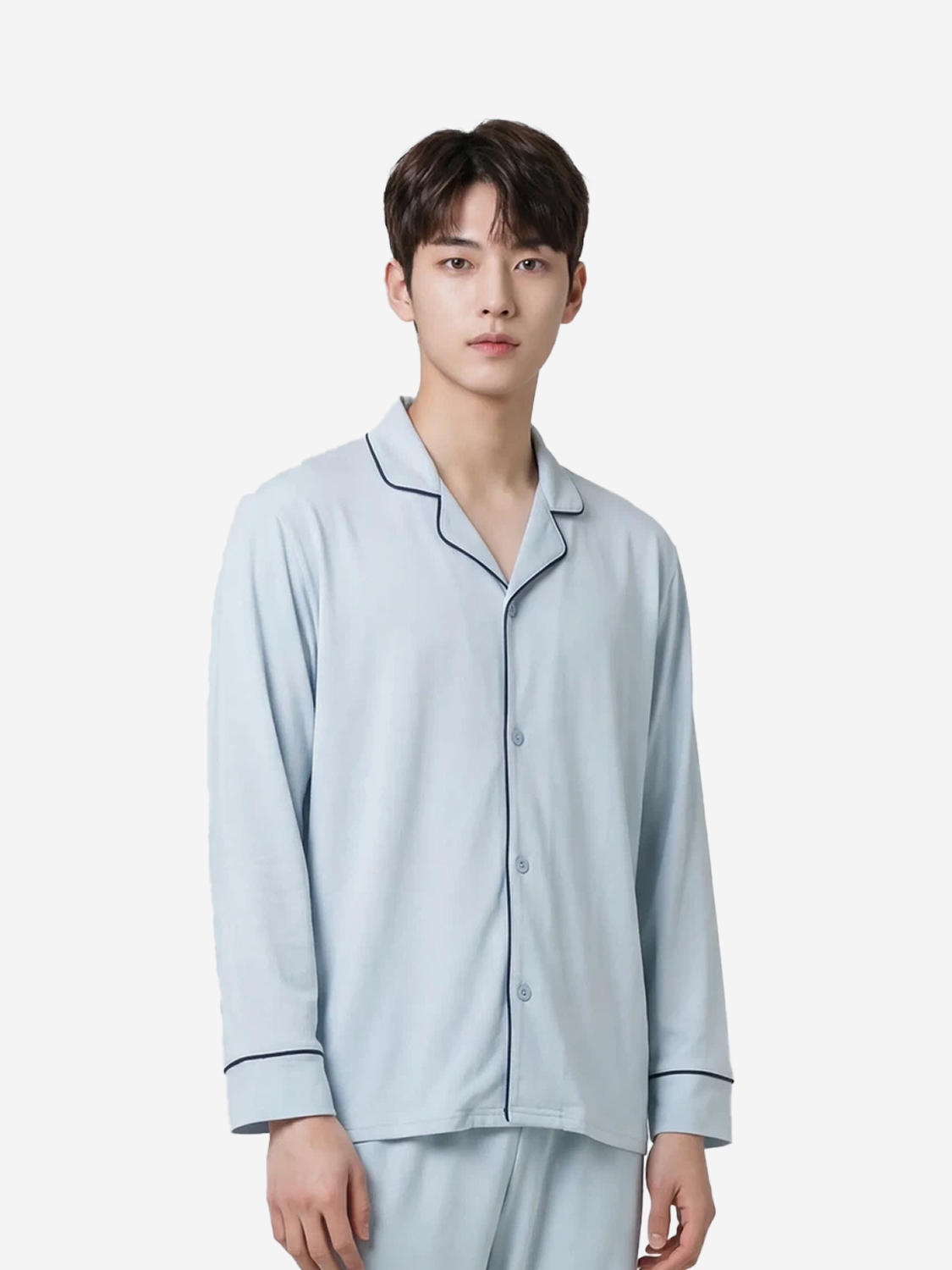 피치 기모 파자마 상의 L 블루