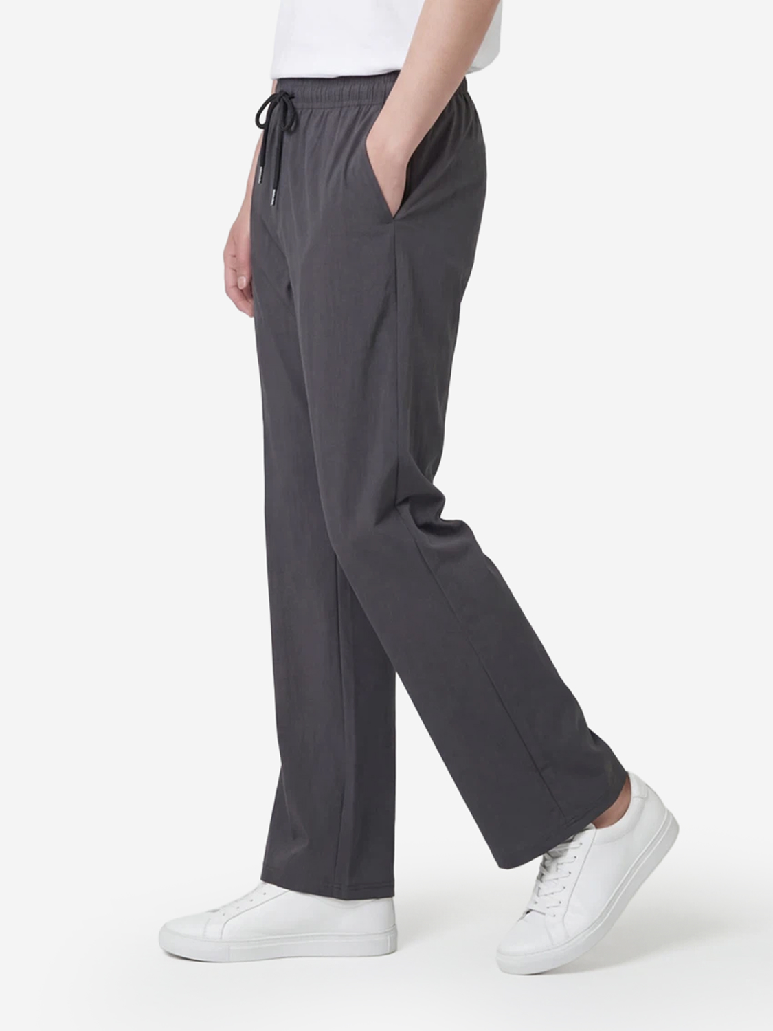 Нейлоновые эластичные прямые брюки L/XL, серые