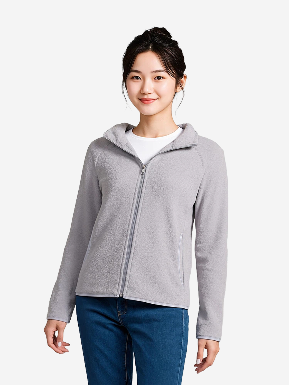 긴팔 플리스 자켓 S 라이트그레이