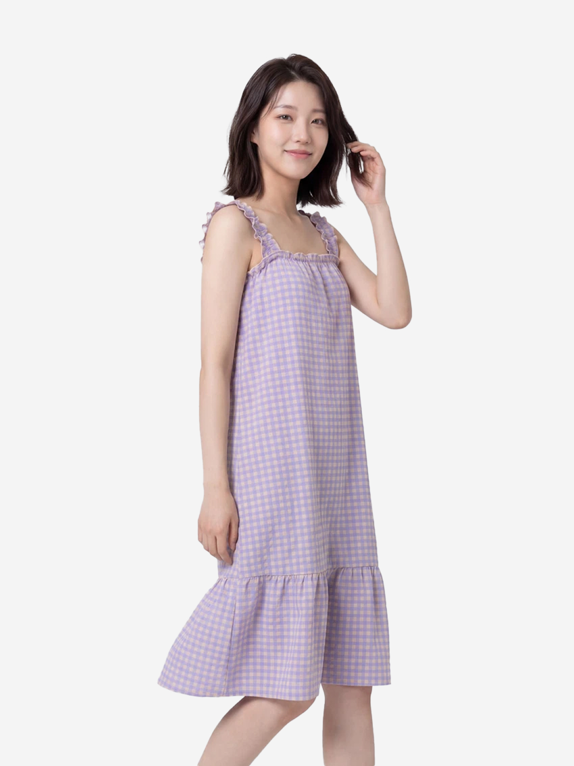 어깨 밴딩 원피스 퍼플
