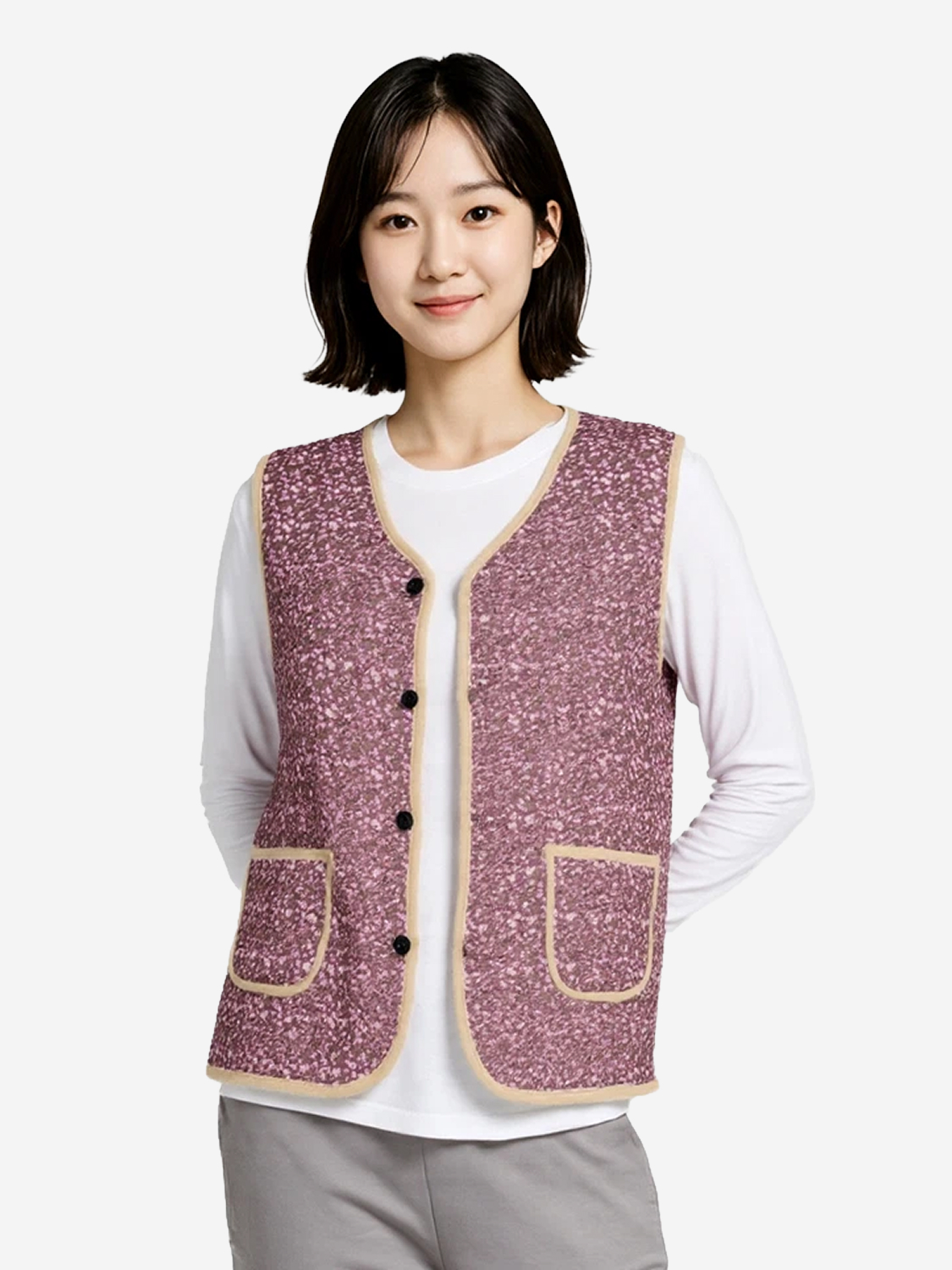 털 안감 조끼 M/L 퍼플