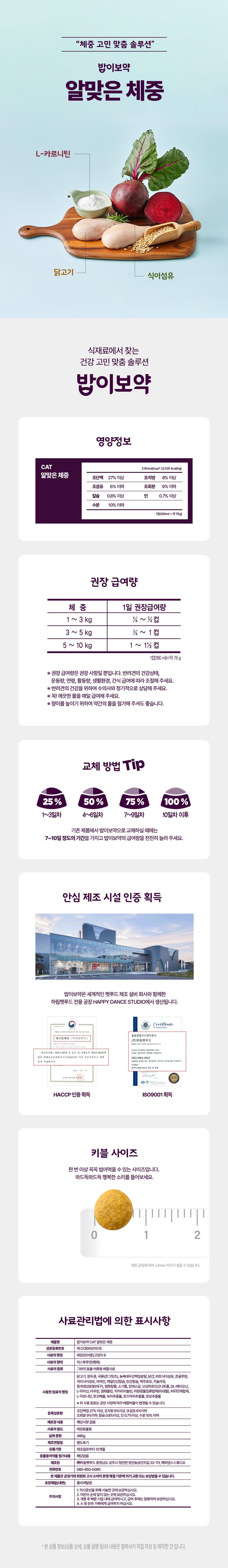 [펫] Harim Корм для кошек CAT Контроль веса 480 г