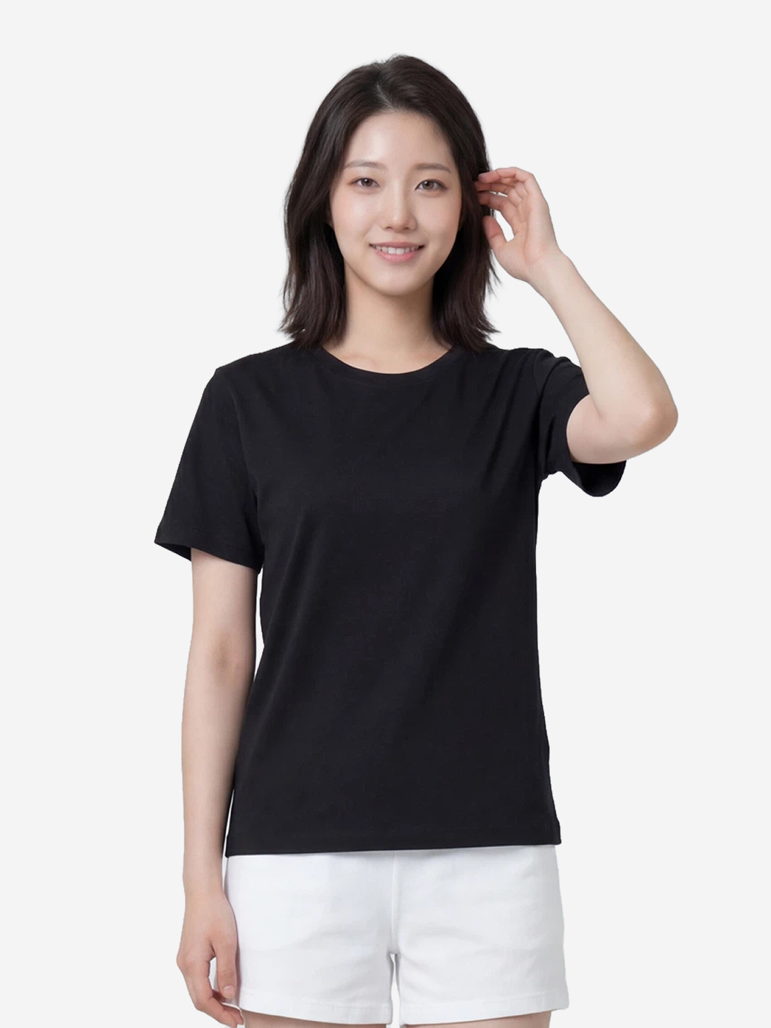 베이직하우스 플러스+ 레귤러핏 면20수 반팔티 90/95/100 블랙