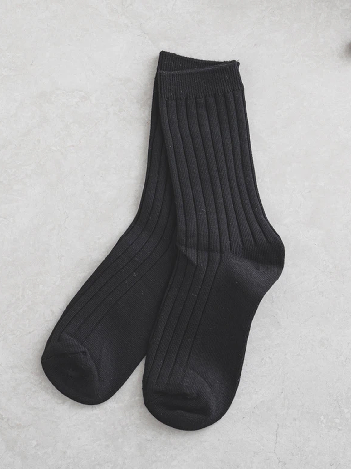 몬풋 여성 넓은 골지 장목 양말 블랙