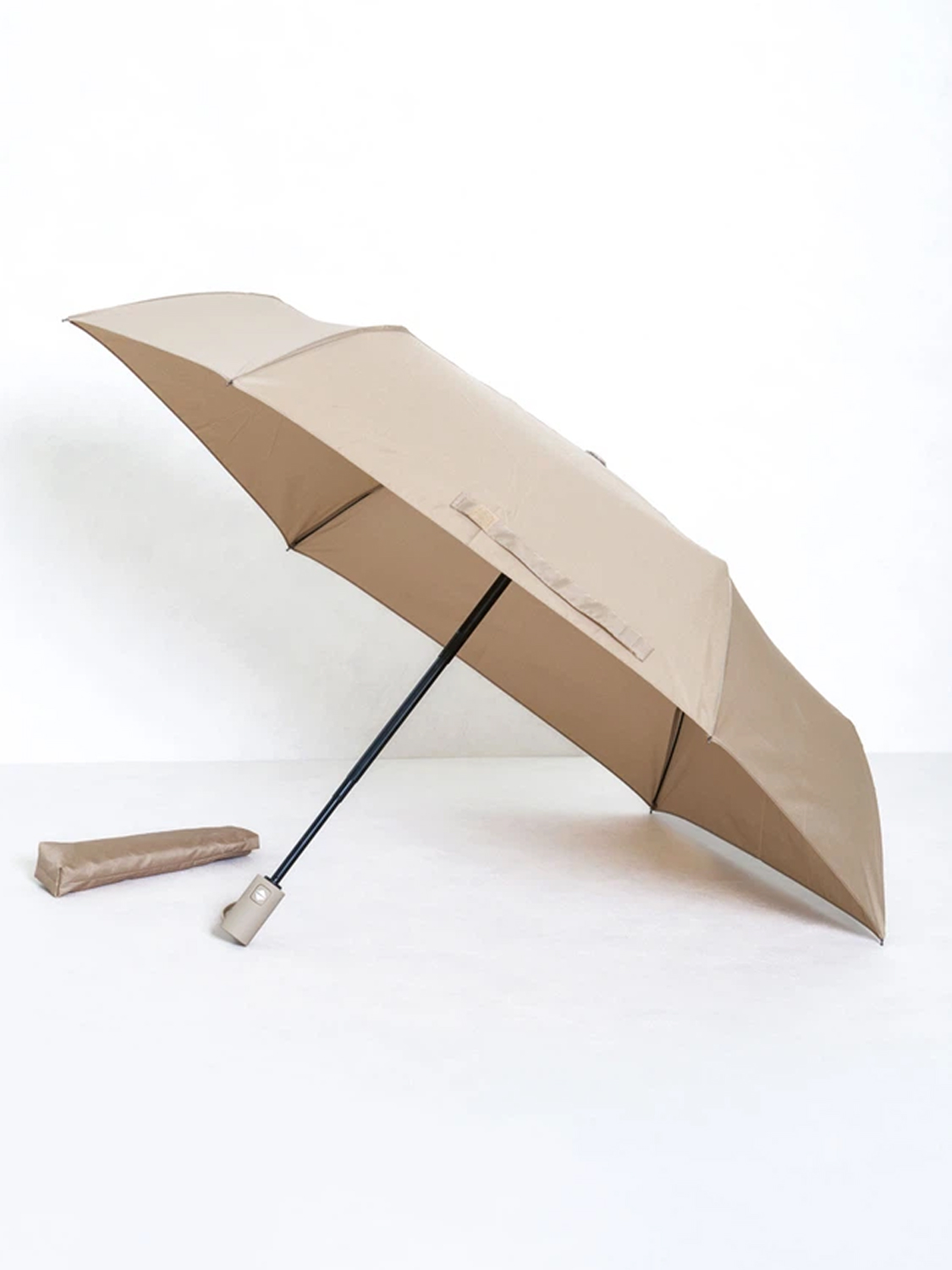 단색 완전 자동 3단 우산 6K 53 cm 베이지