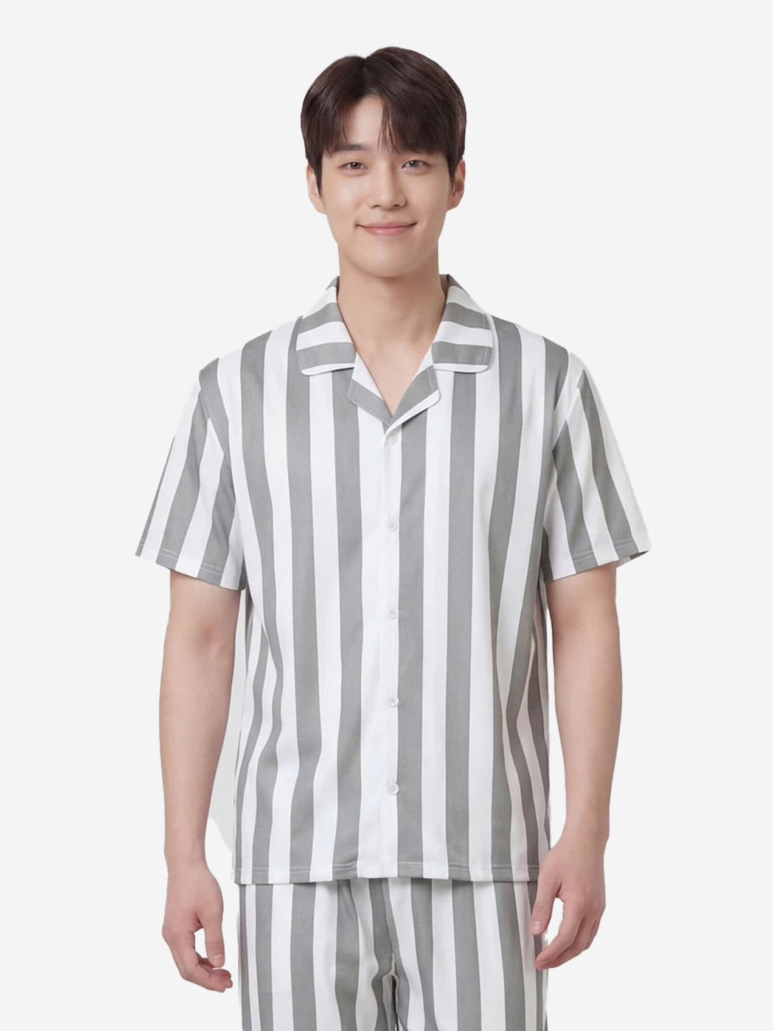 [공용] 패턴 반팔 파자마 XL 그레이 스트라이프