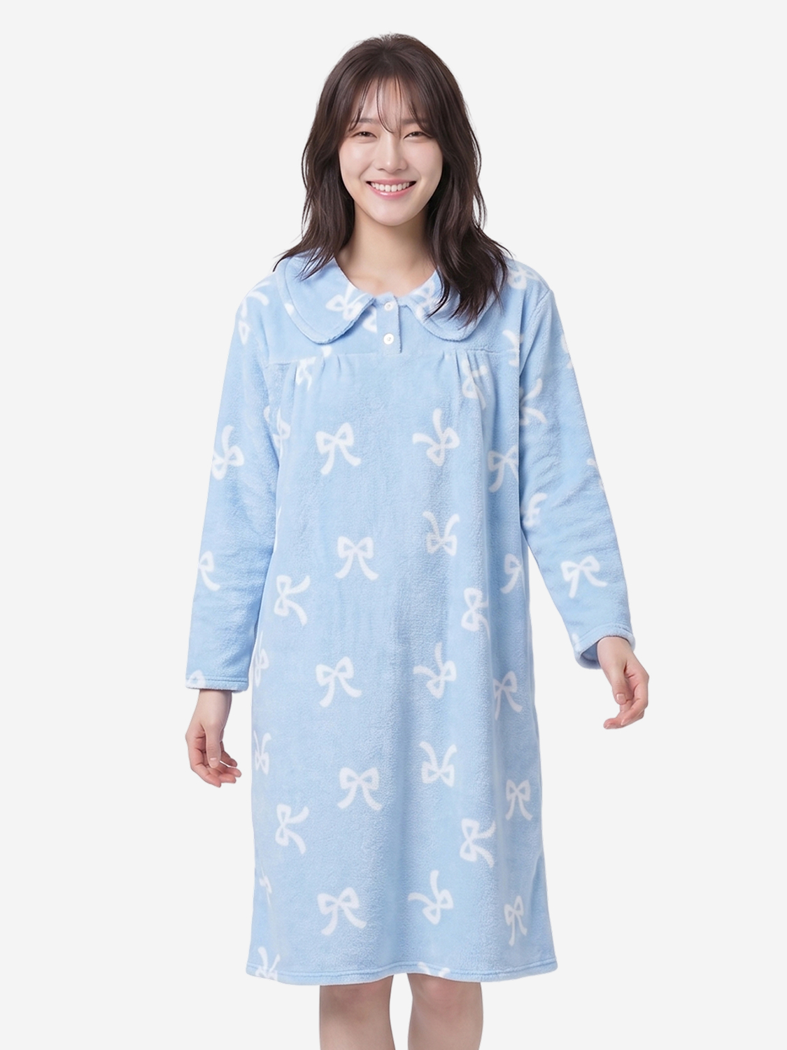 카라 포인트 원피스 블루