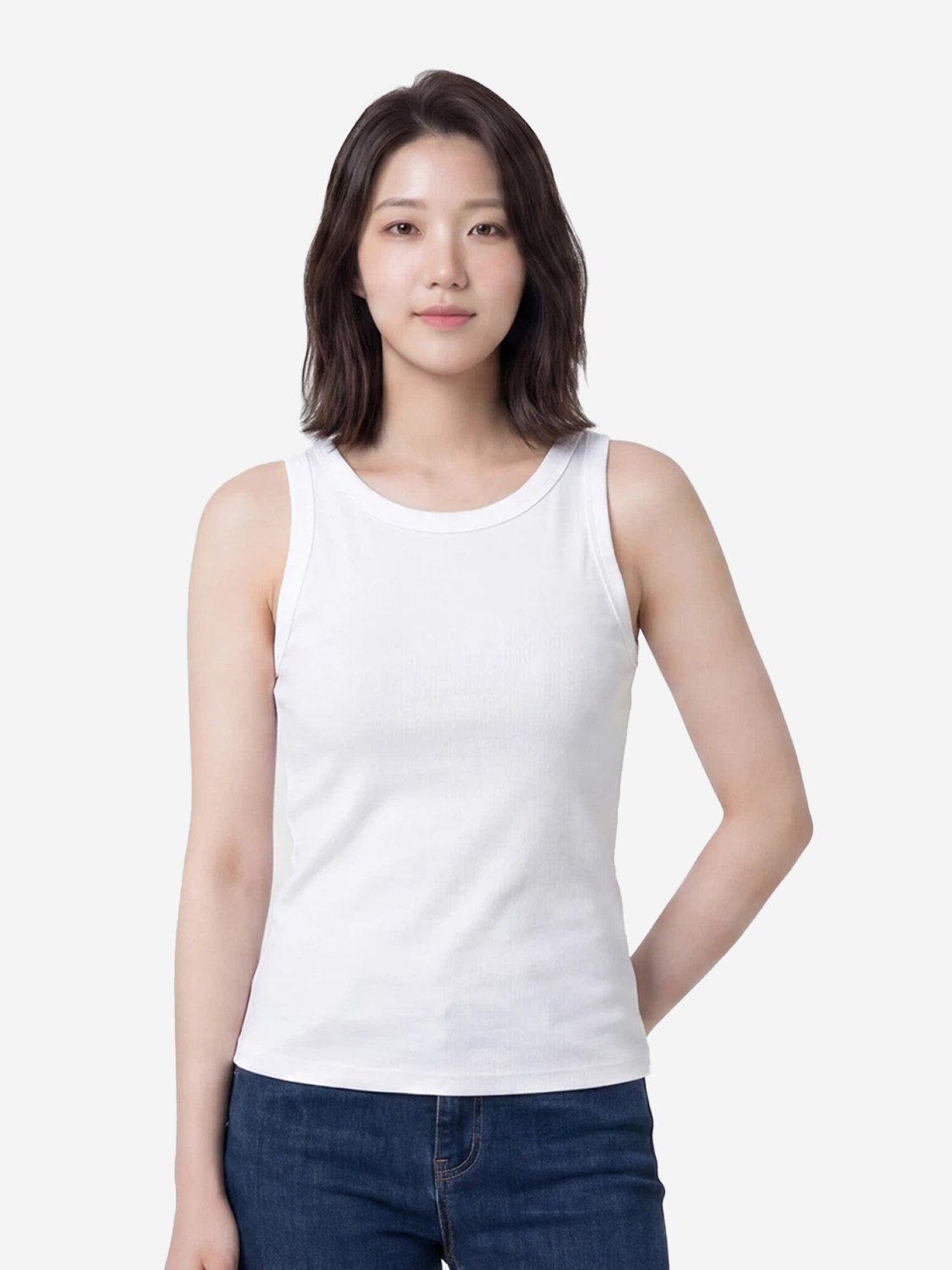[여성] 코튼 립 캡내장 캐미솔 M 화이트