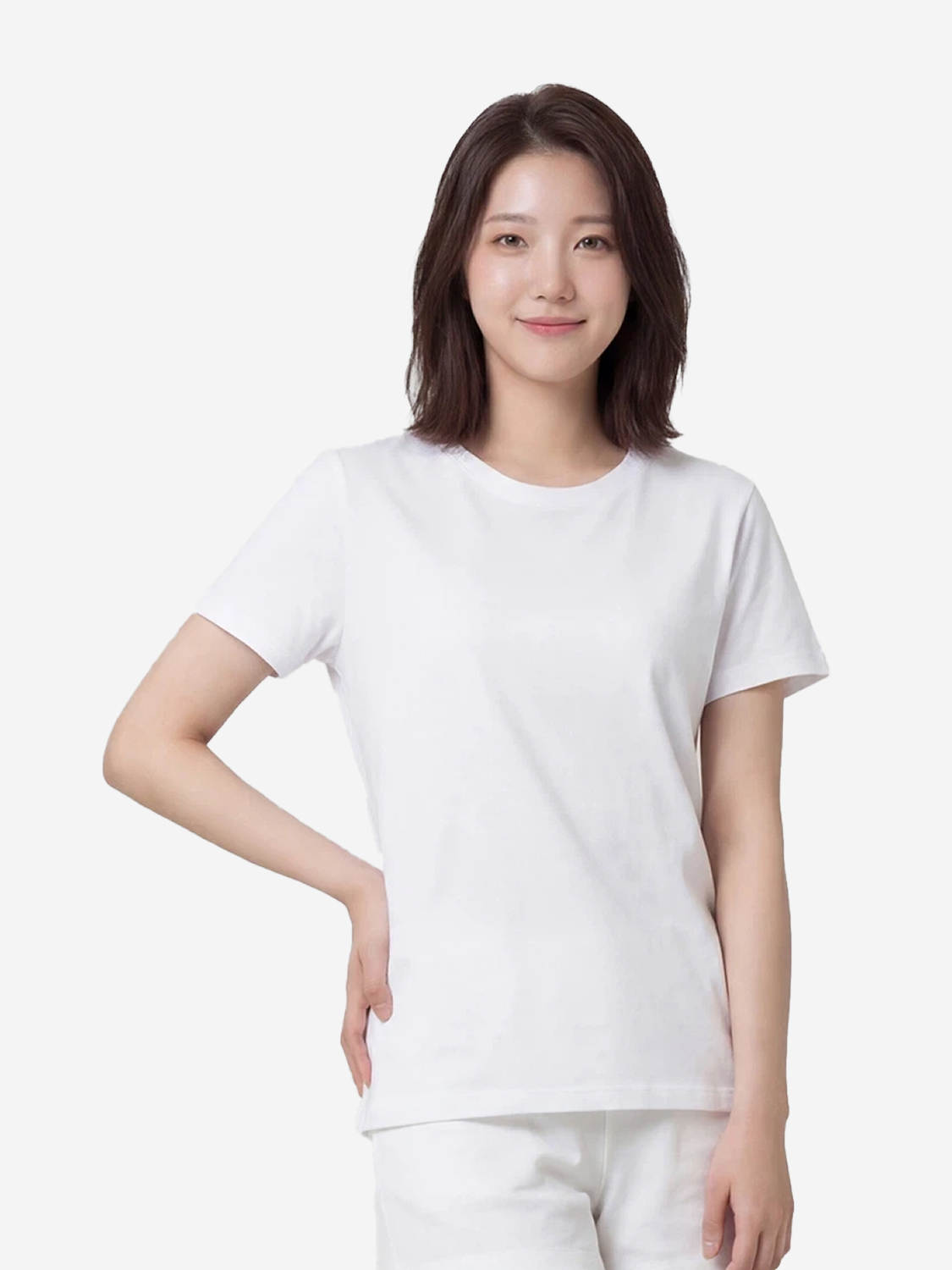 베이직하우스 플러스+ 레귤러핏 면20수 반팔티 90/95/100 화이트