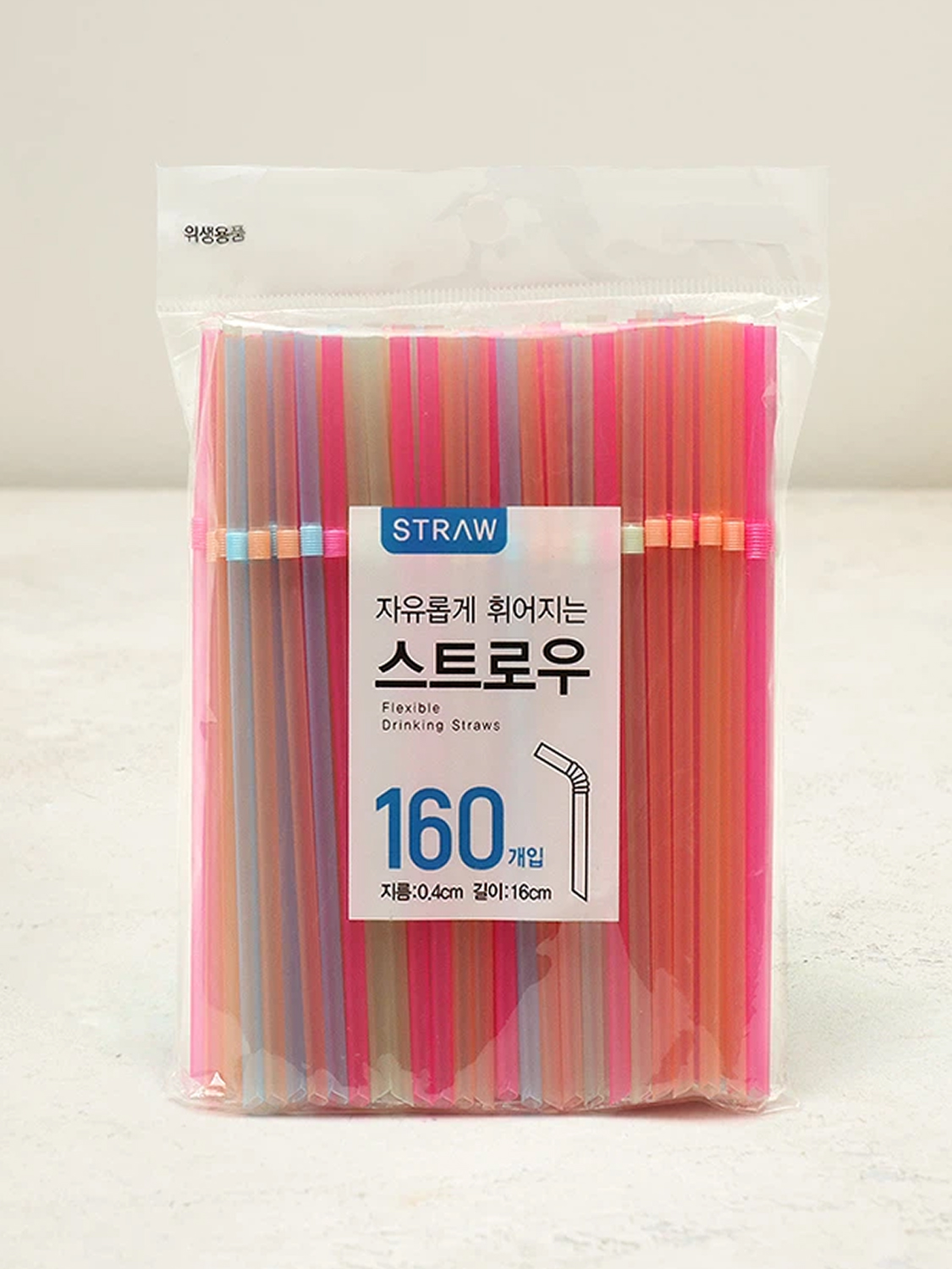 컬러 주름 빨대 0.4X16cm 160P