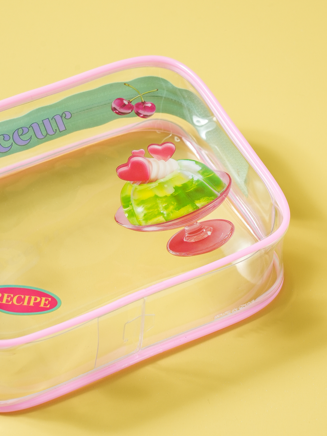 Прозрачная косметичка Pudding M, розовая
