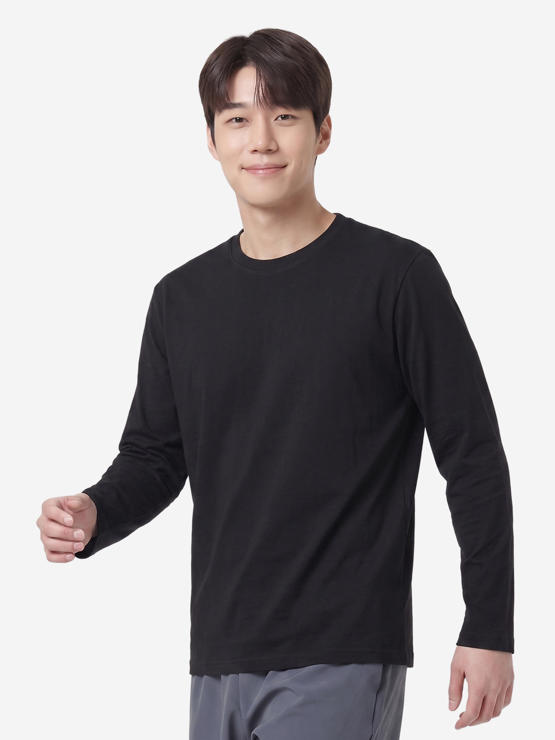 베이직 이너 긴팔 티셔츠 M 블랙