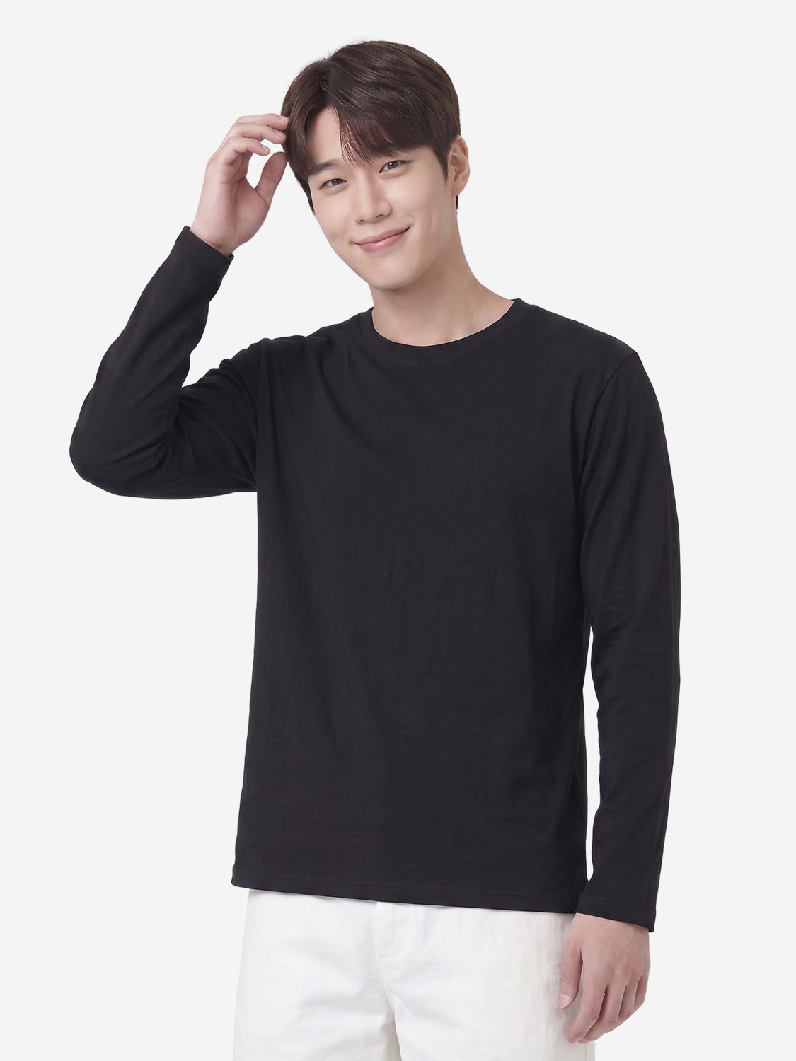 베이직 이너 긴팔 티셔츠 L 블랙