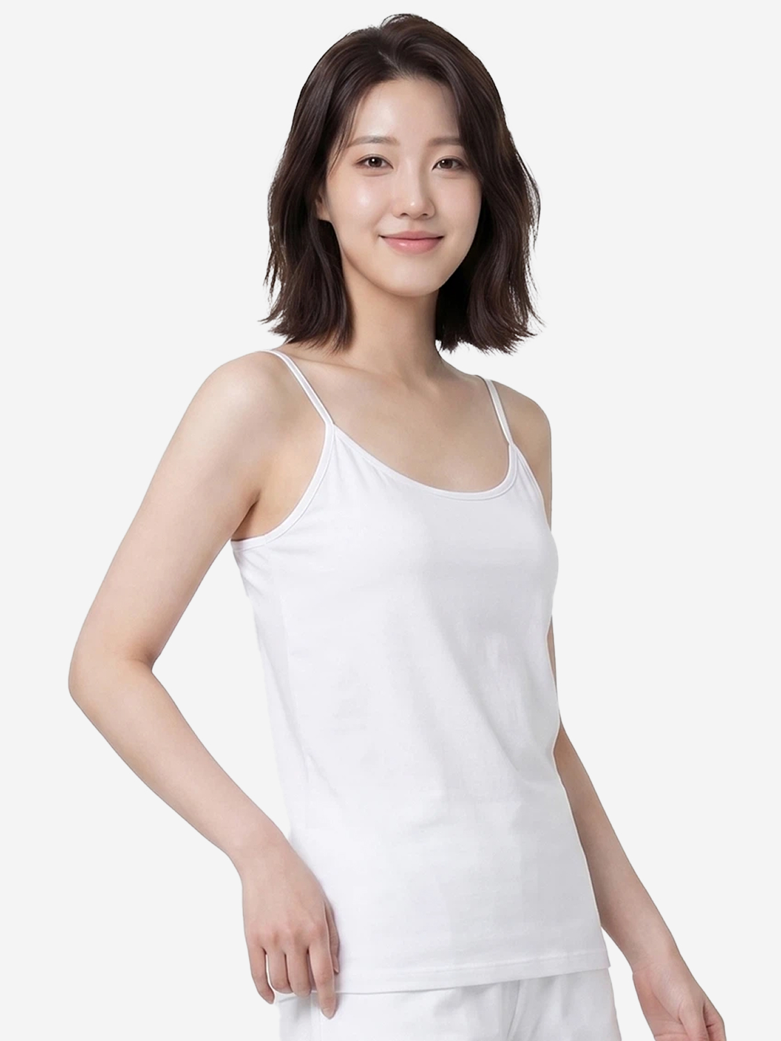 [1개 2500원] 코튼 여성 끈 조절 캐미솔 M/L 2개입 화이트
