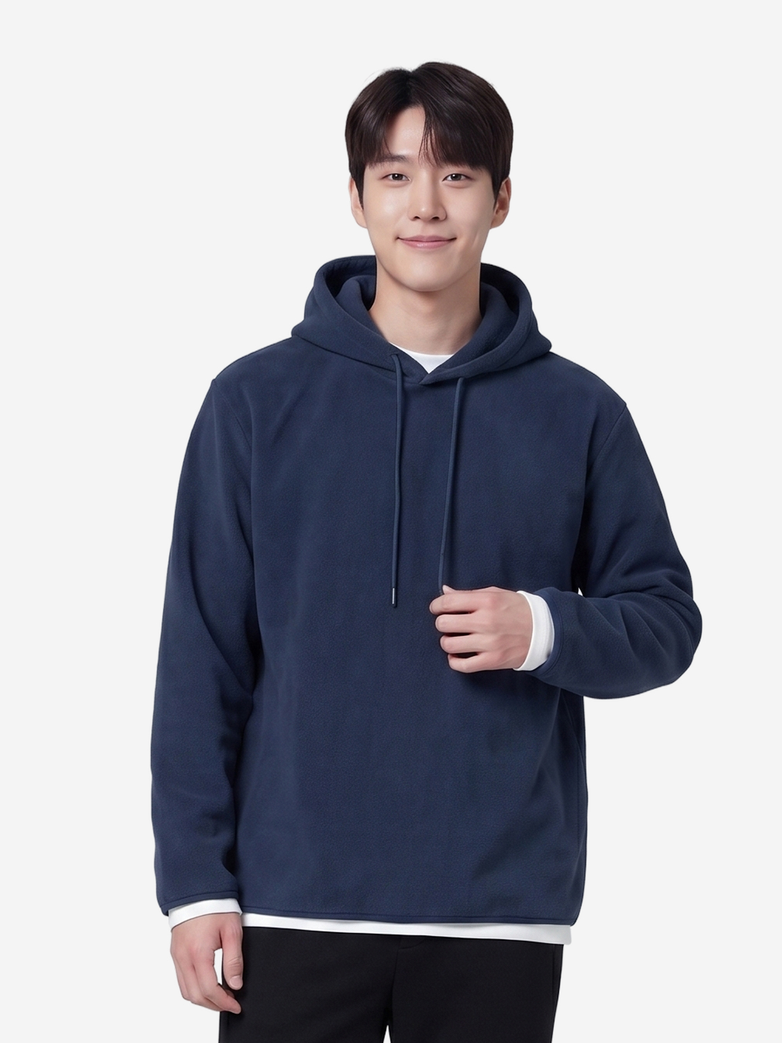 플리스 후드 티 XL 네이비