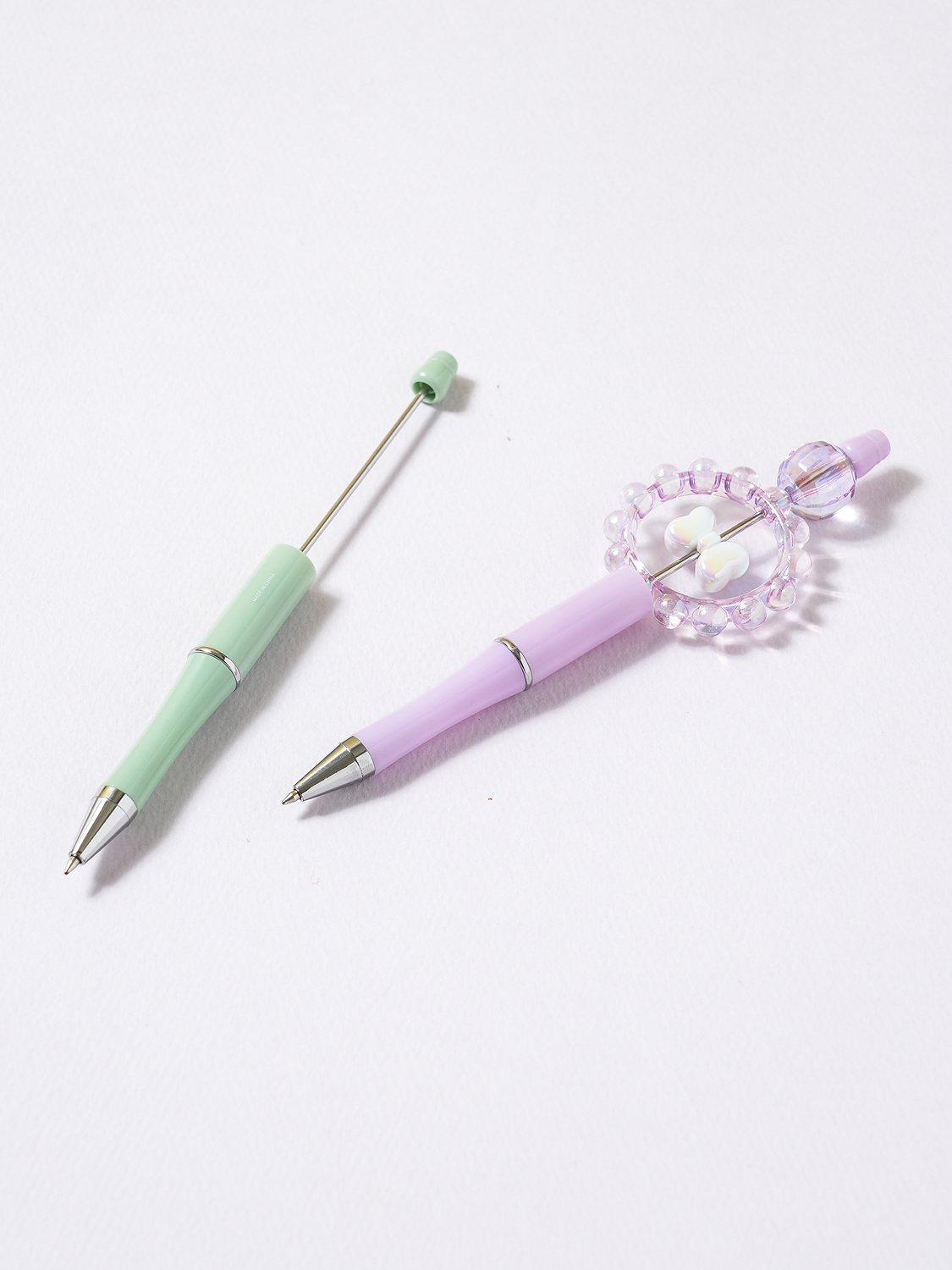 볼펜 꾸미기 일체형 펜대 0.7 mm 검정 2개입 퍼플＆그린