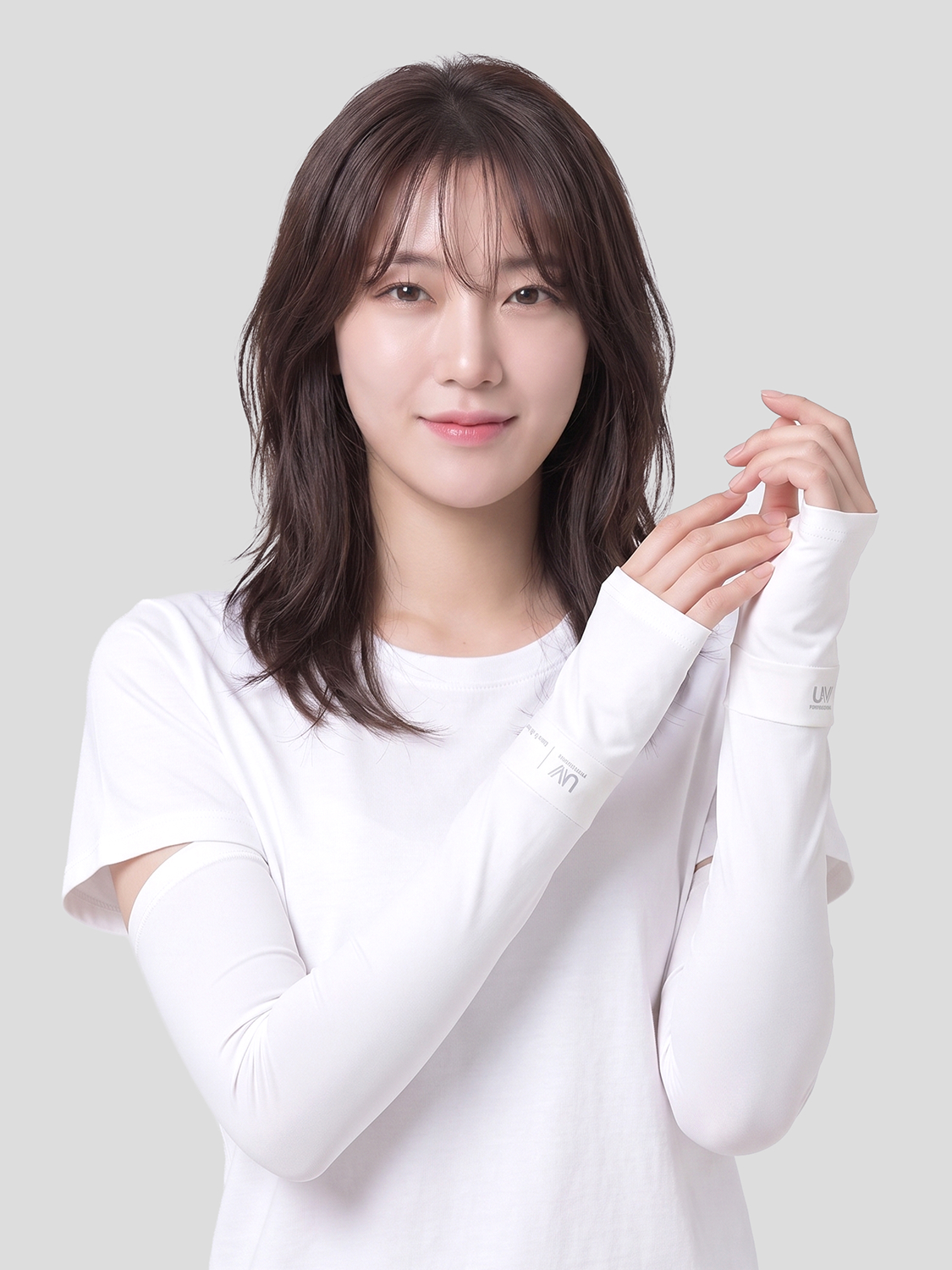 [UV 최대 99% 차단] 자외선 차단 밴딩 팔 토시 손등형 화이트