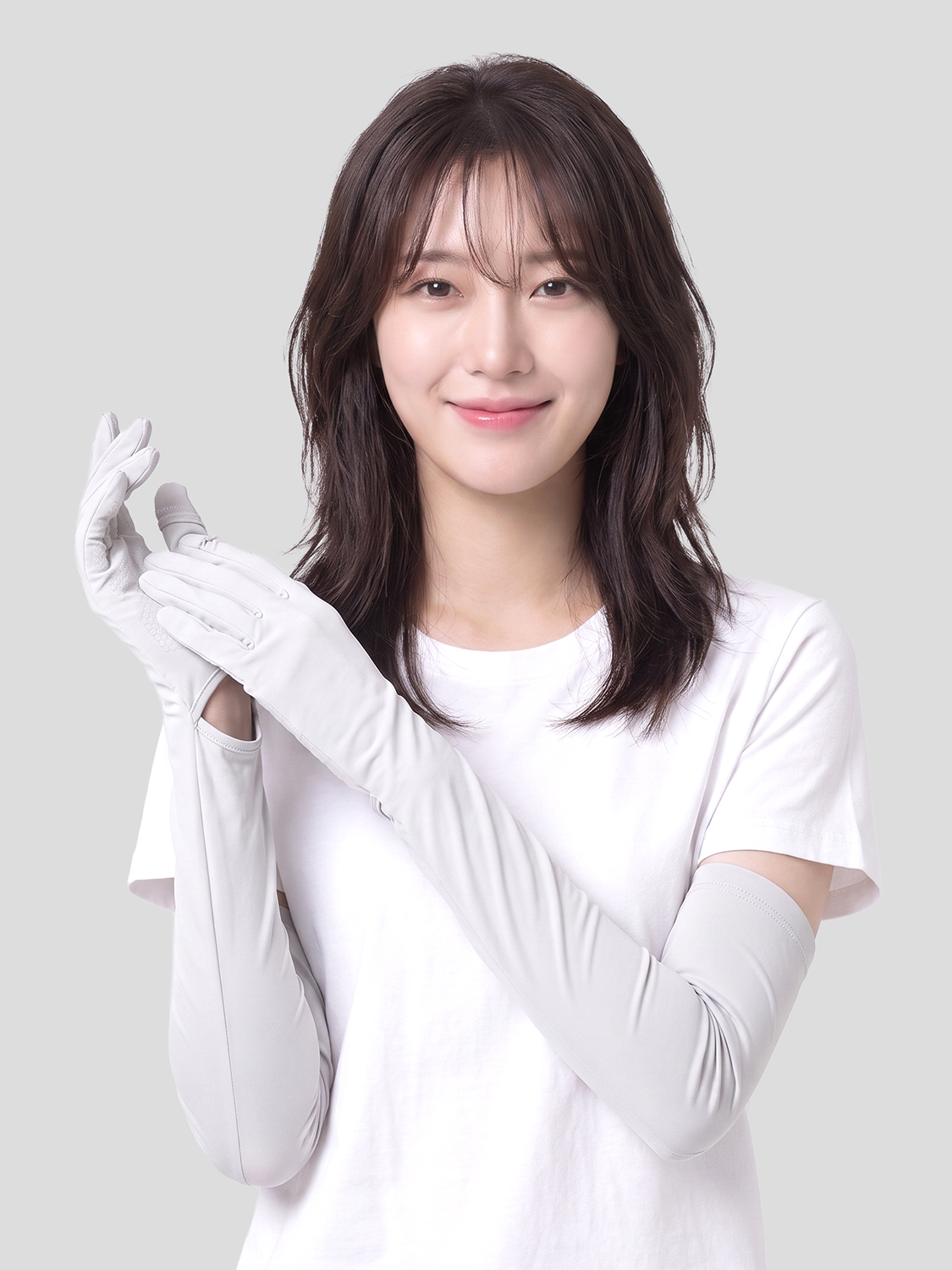 [UV 최대 98% 차단] 여성용 쿨 토시 장갑 연그레이