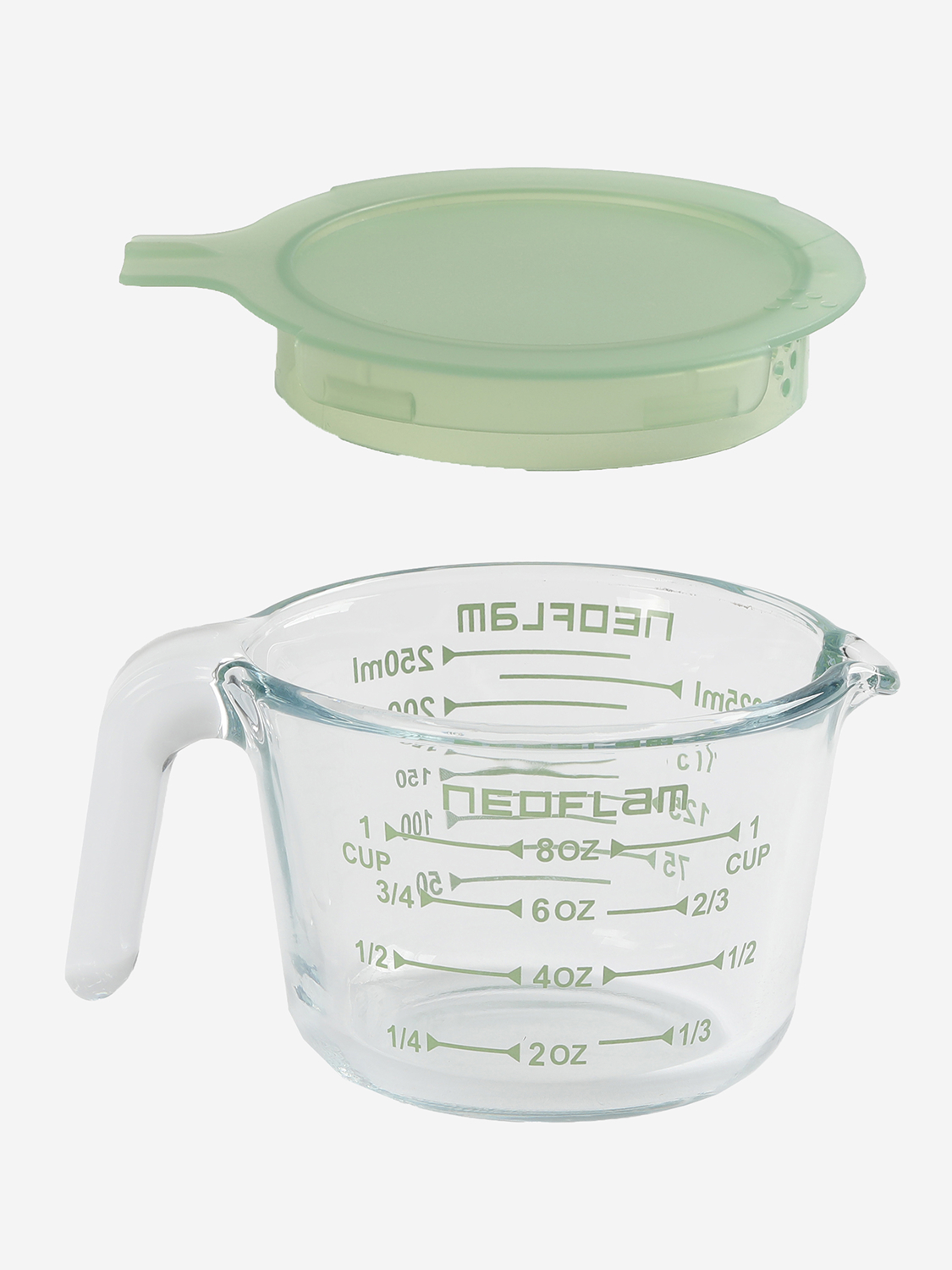 네오플램 뚜껑형 내열유리 계량 저장용기 250 ml