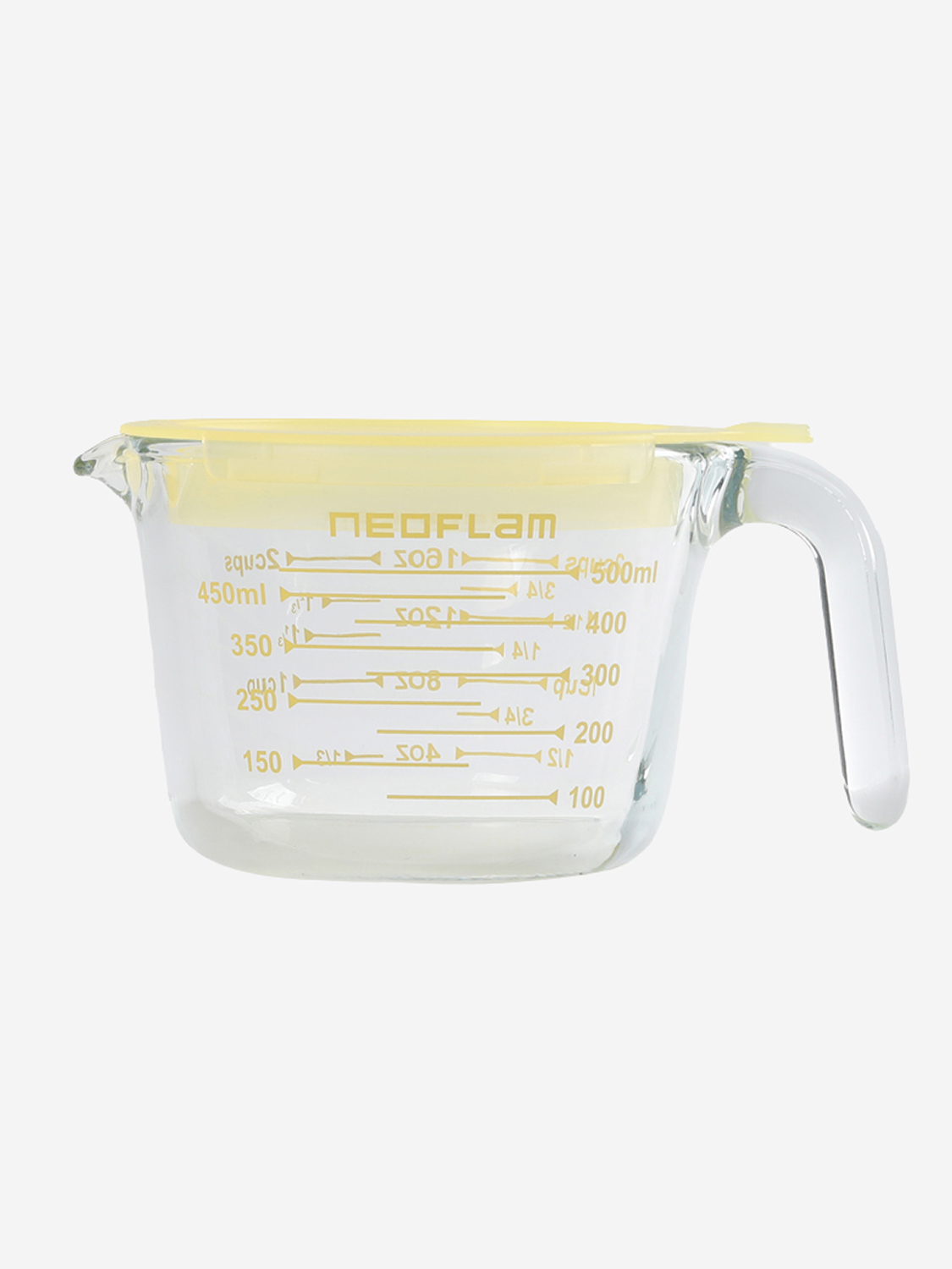 네오플램 뚜껑형 내열유리 계량 저장용기 500 ml