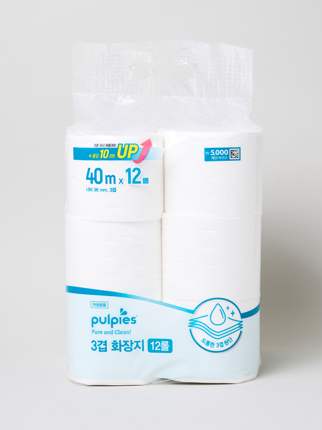 3겹 두루마리 화장지 40 m x 12롤