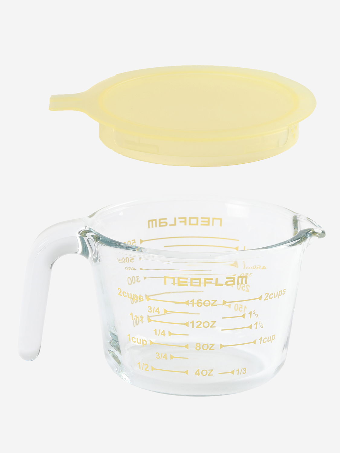 네오플램 뚜껑형 내열유리 계량 저장용기 500 ml