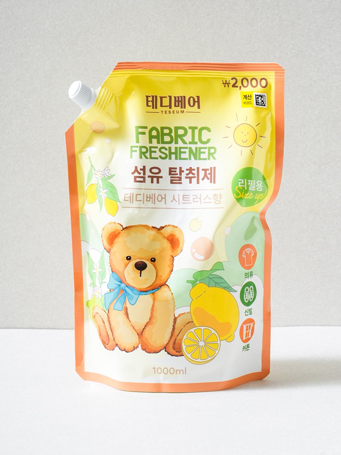 테디베어 섬유 탈취제 리필용 1 L 시트러스 향