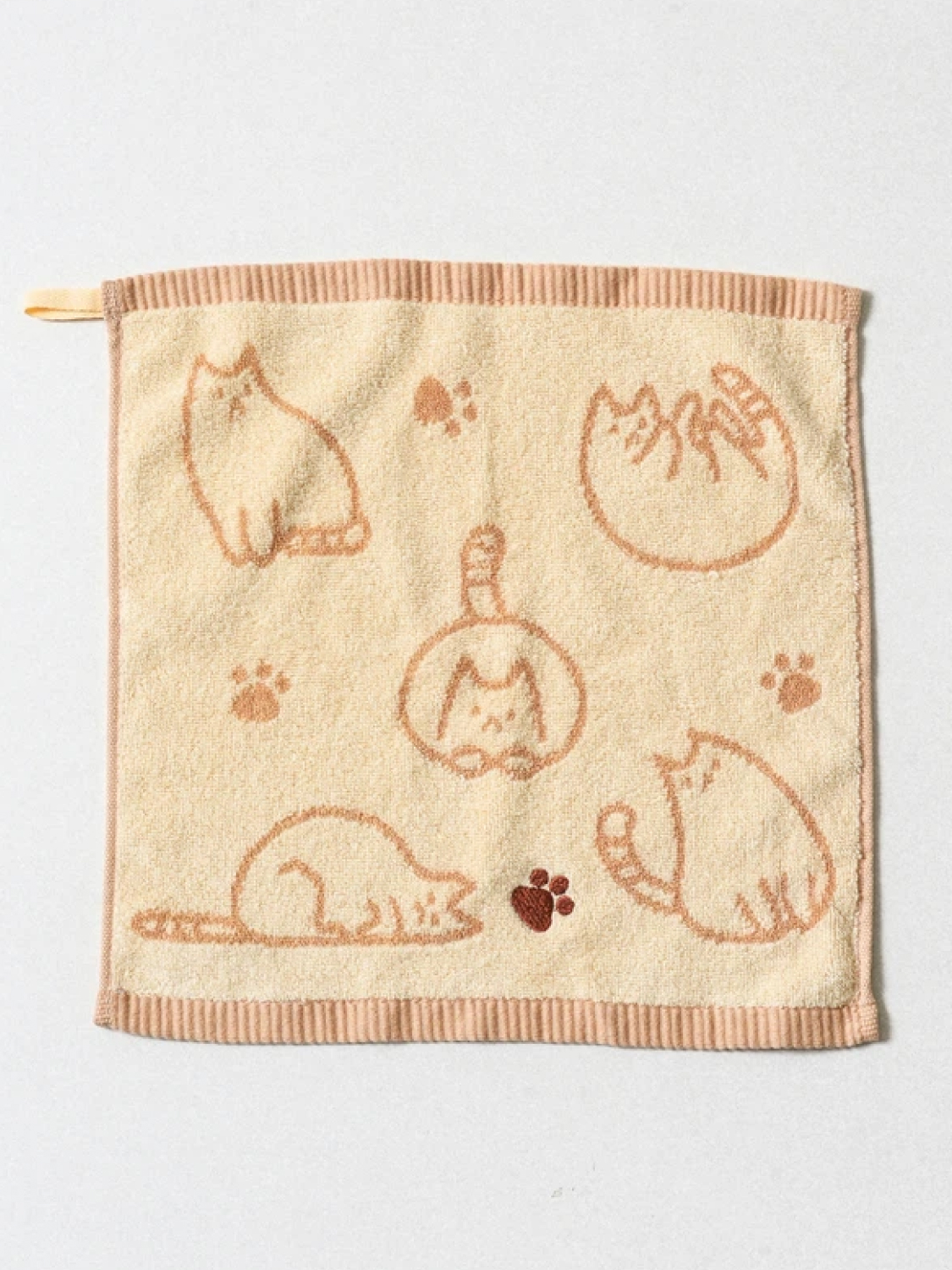 고양이 자카드 자수 주방 타월 35 X 35 cm 베이지