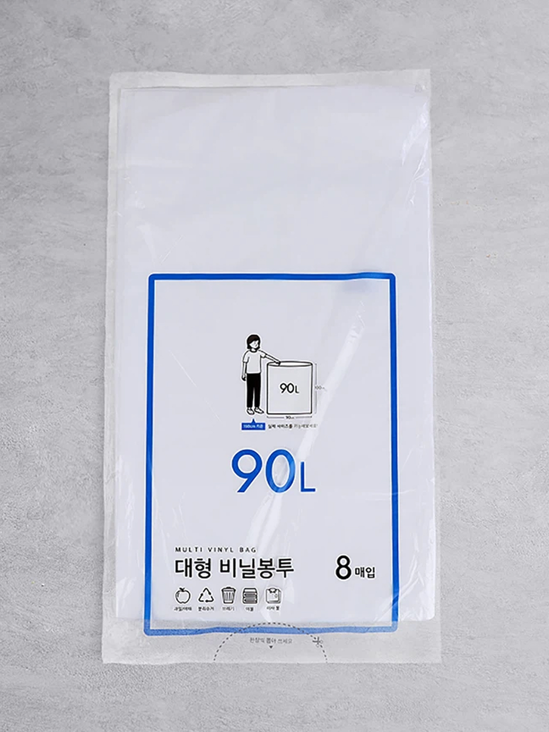 대형 비닐봉지 화이트 90L 8매