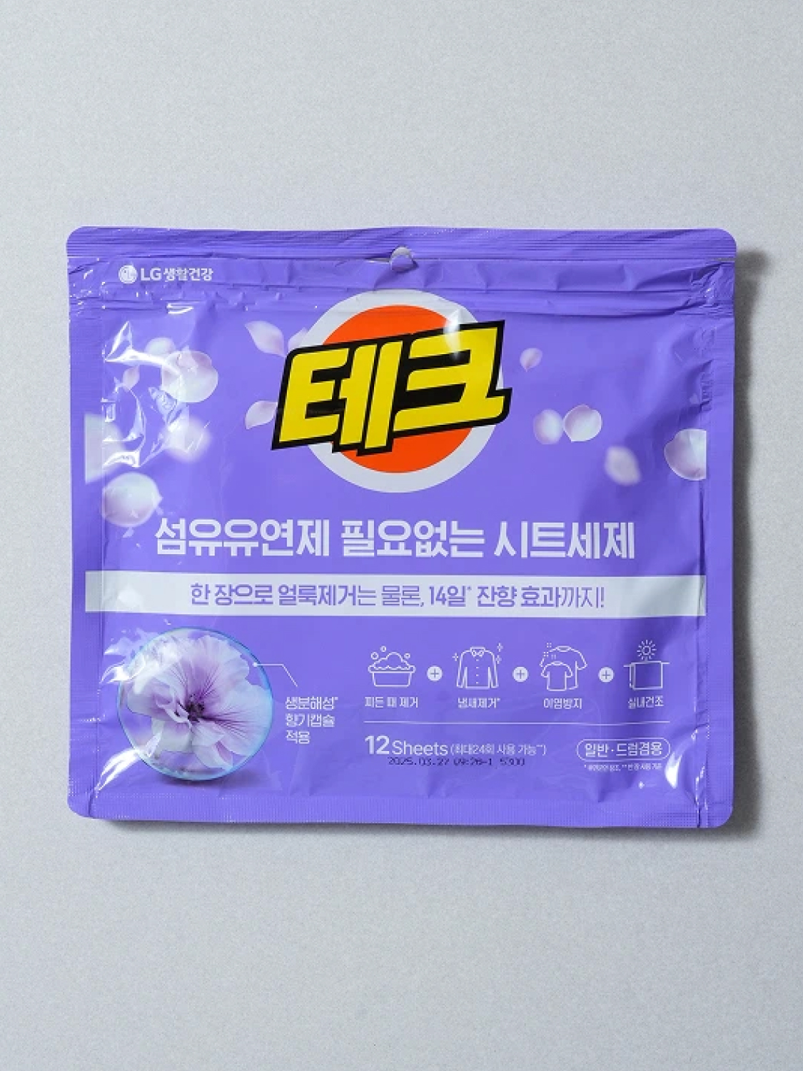 테크 섬유 유연제 시트 세제 12매입