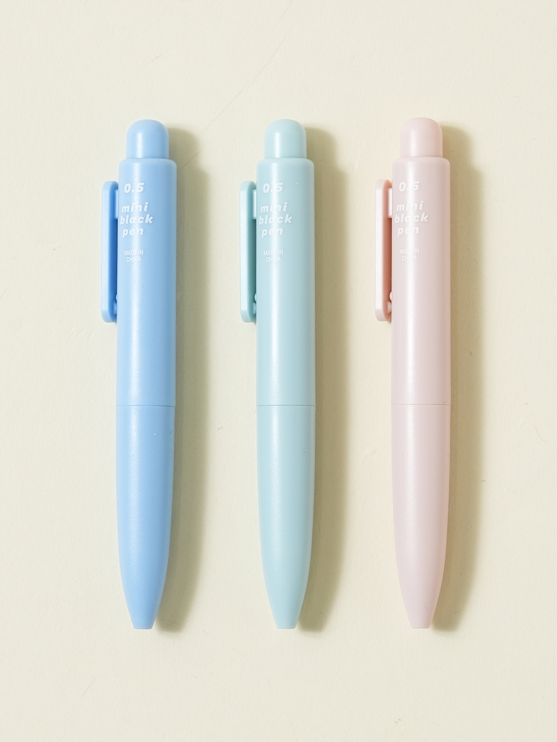 미니문구 노크식 볼펜 블랙 0.5 mm 3개입