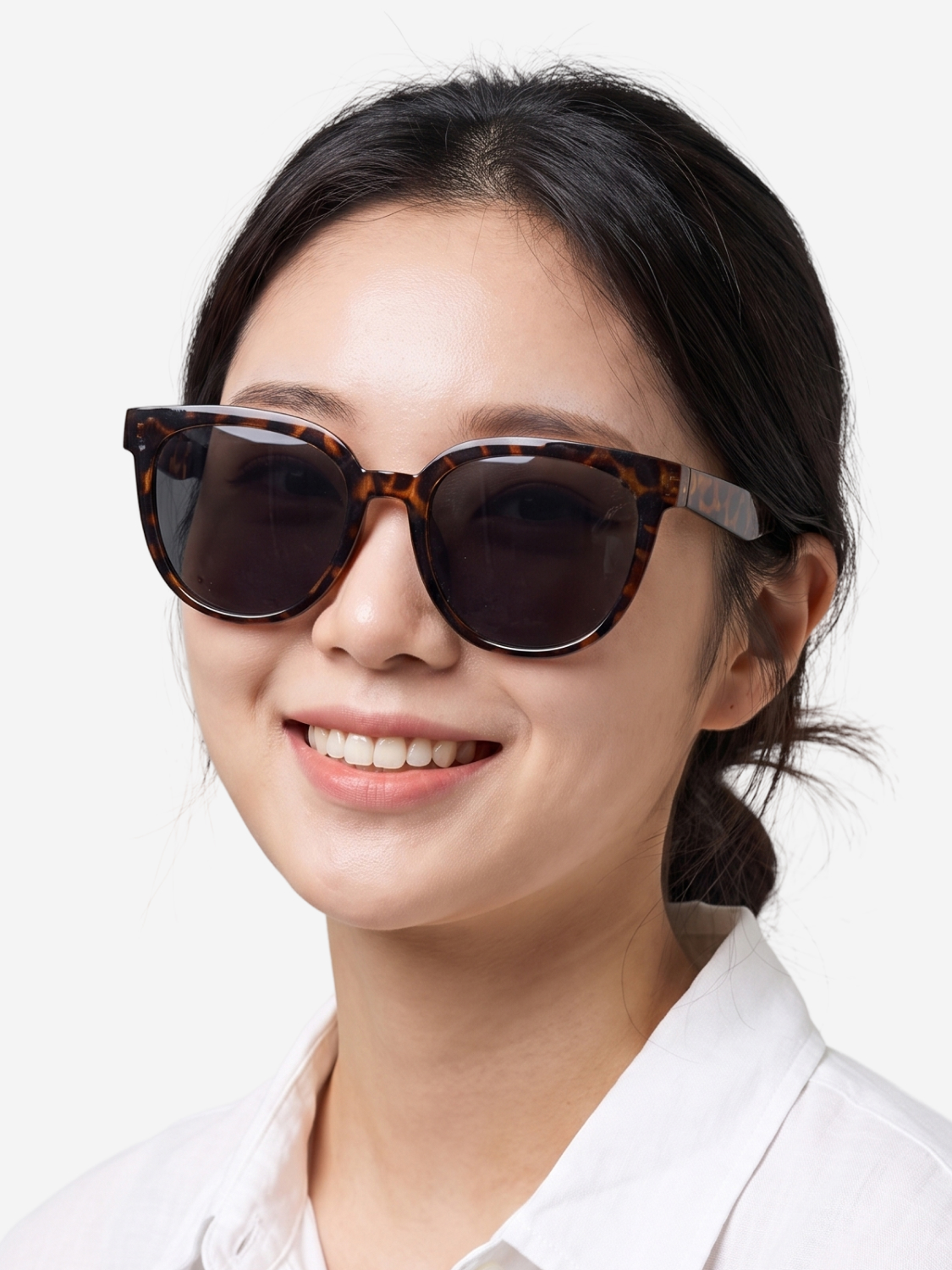 라운드 캣아이 선글라스 레오파드