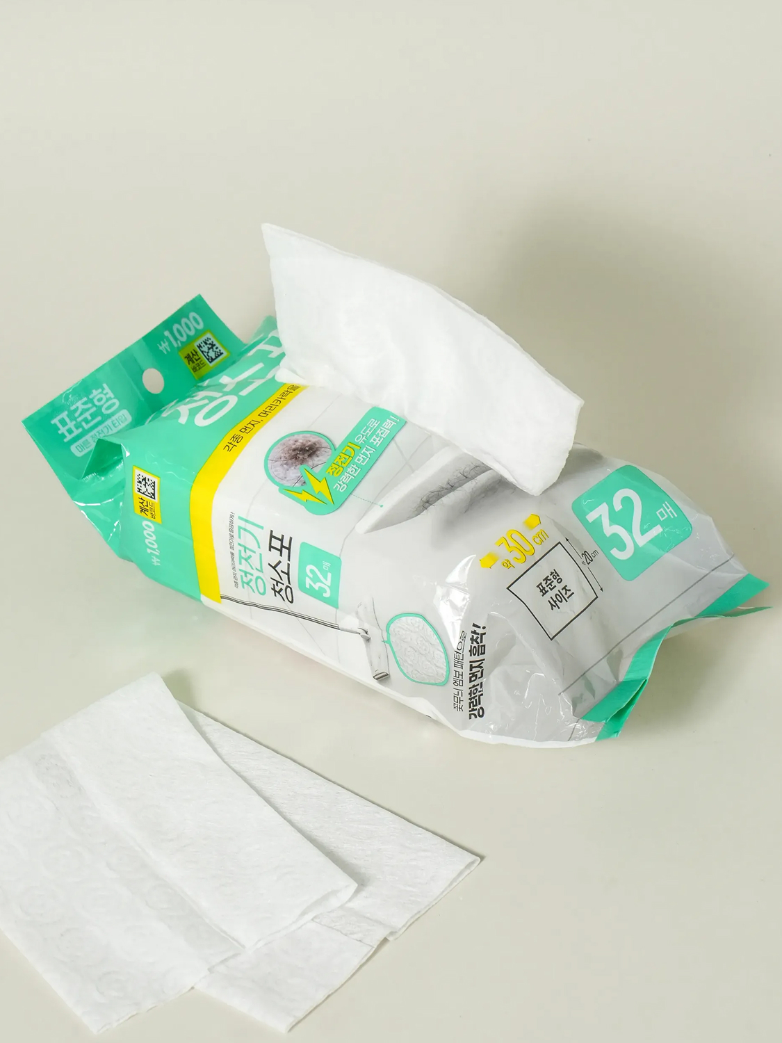 꽃무늬 정전기 청소포 30 X 20 cm 32매입