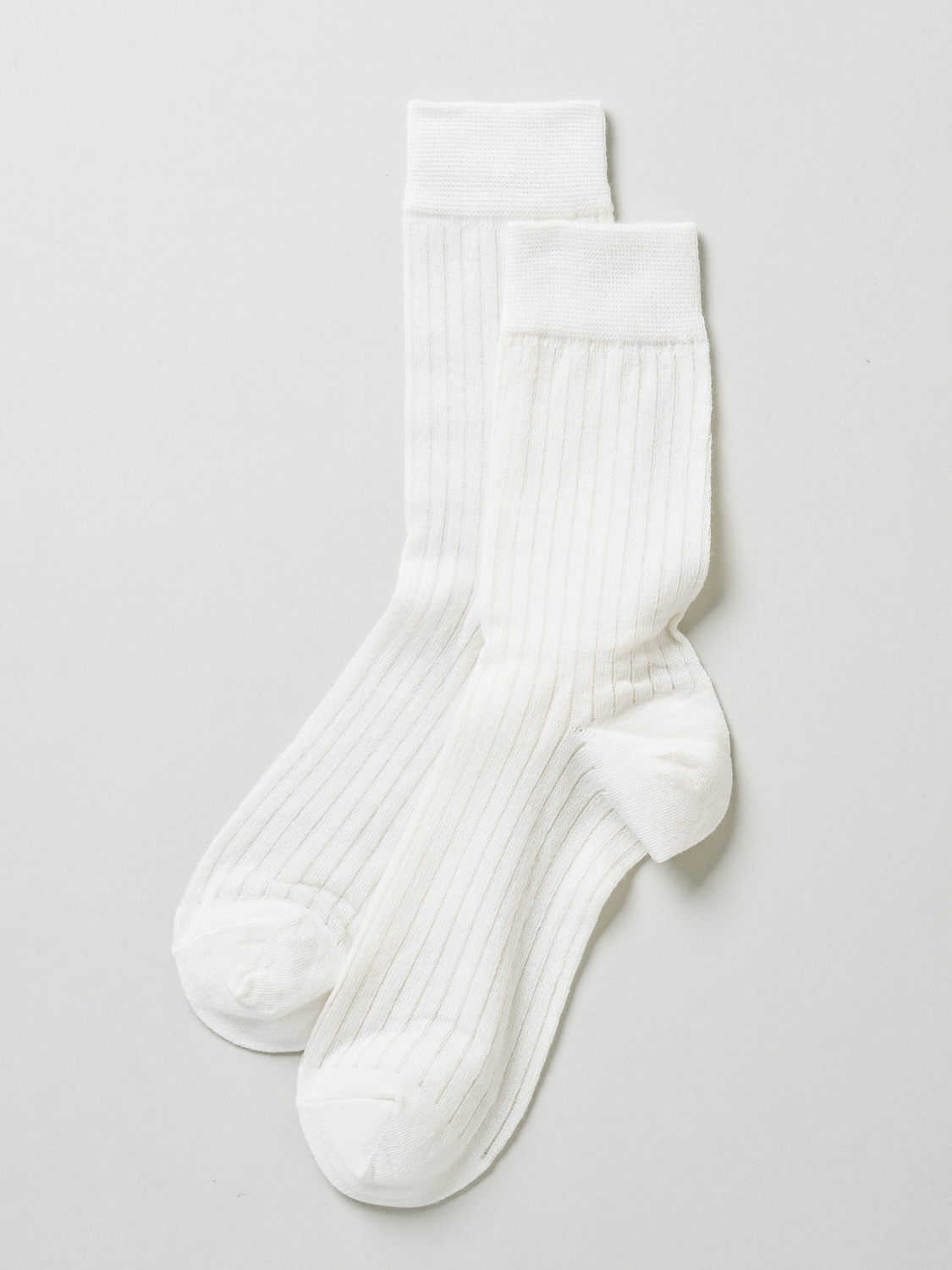 넓은 골지 시스루 중목 양말 아이보리